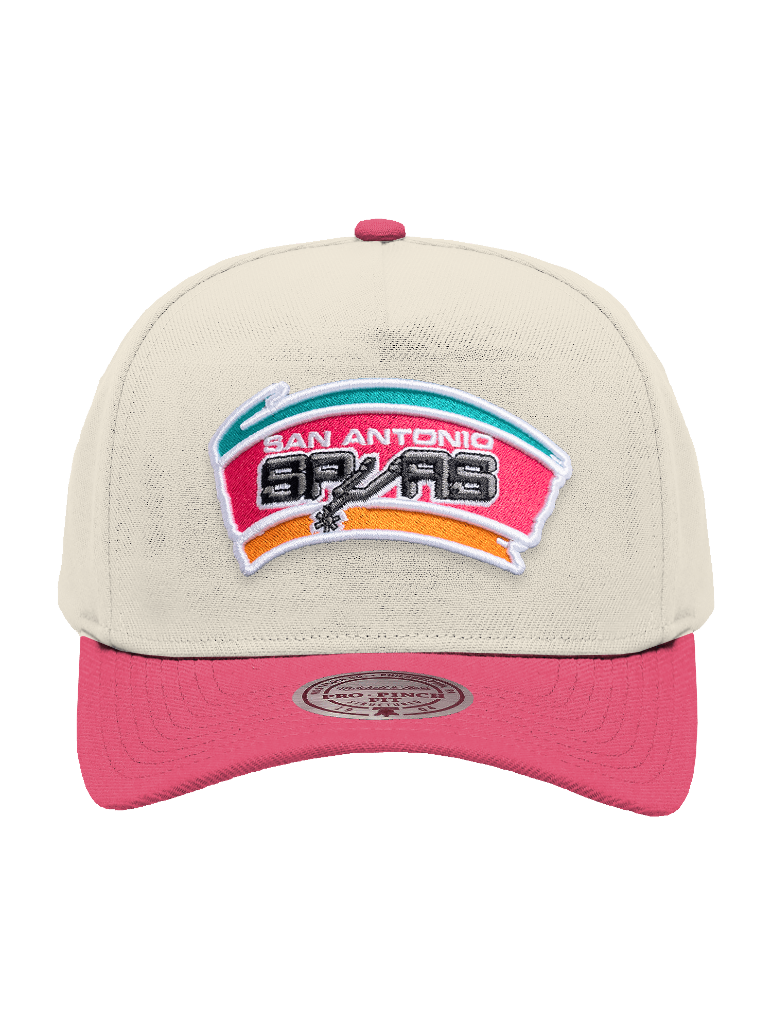 San Antonio Spurs Mitchell & Ness NBA HWC 2T Pro Pinch Snapback Hat - Cream