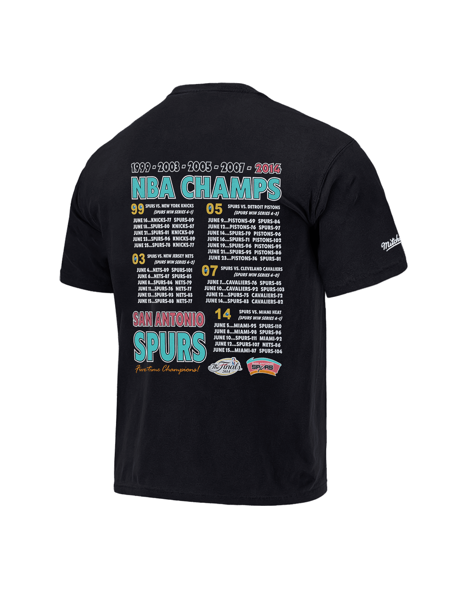 San Antonio Spurs Mitchell & Ness NBA 14 Champs Tour Vintage T-Shirt - Vintage Black
