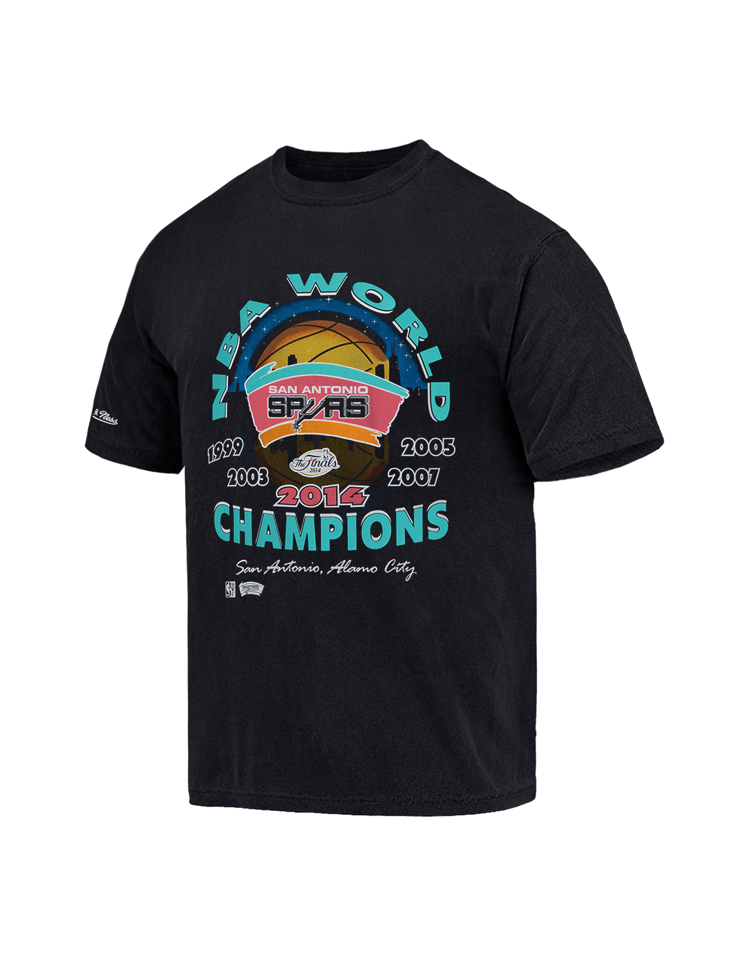 San Antonio Spurs Mitchell & Ness NBA 14 Champs Tour Vintage T-Shirt - Vintage Black