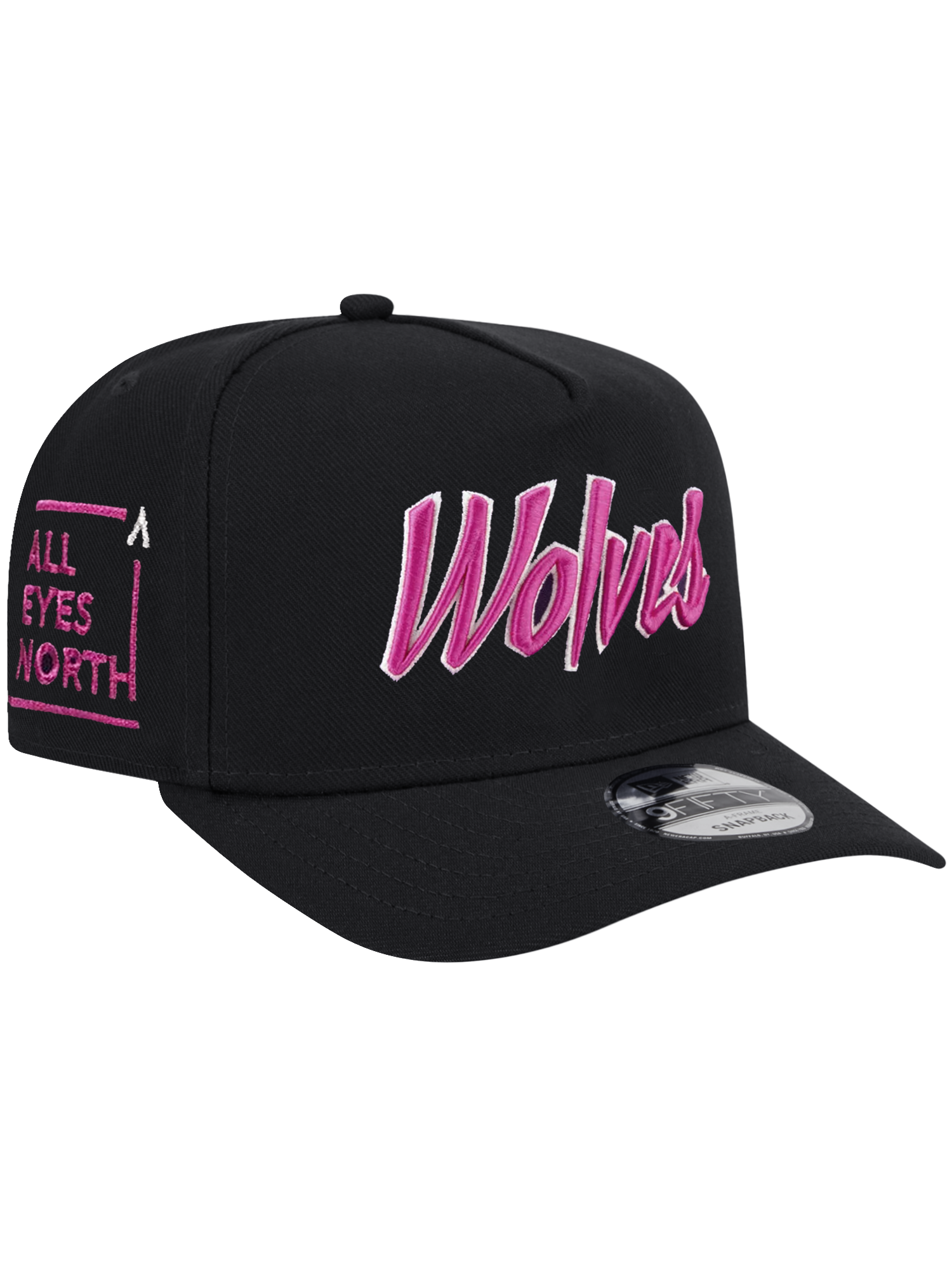 Minnesota Timberwolves New Era NBA City Script 9FIFTY Pre-Curved A-Frame Snapback Hat - Black