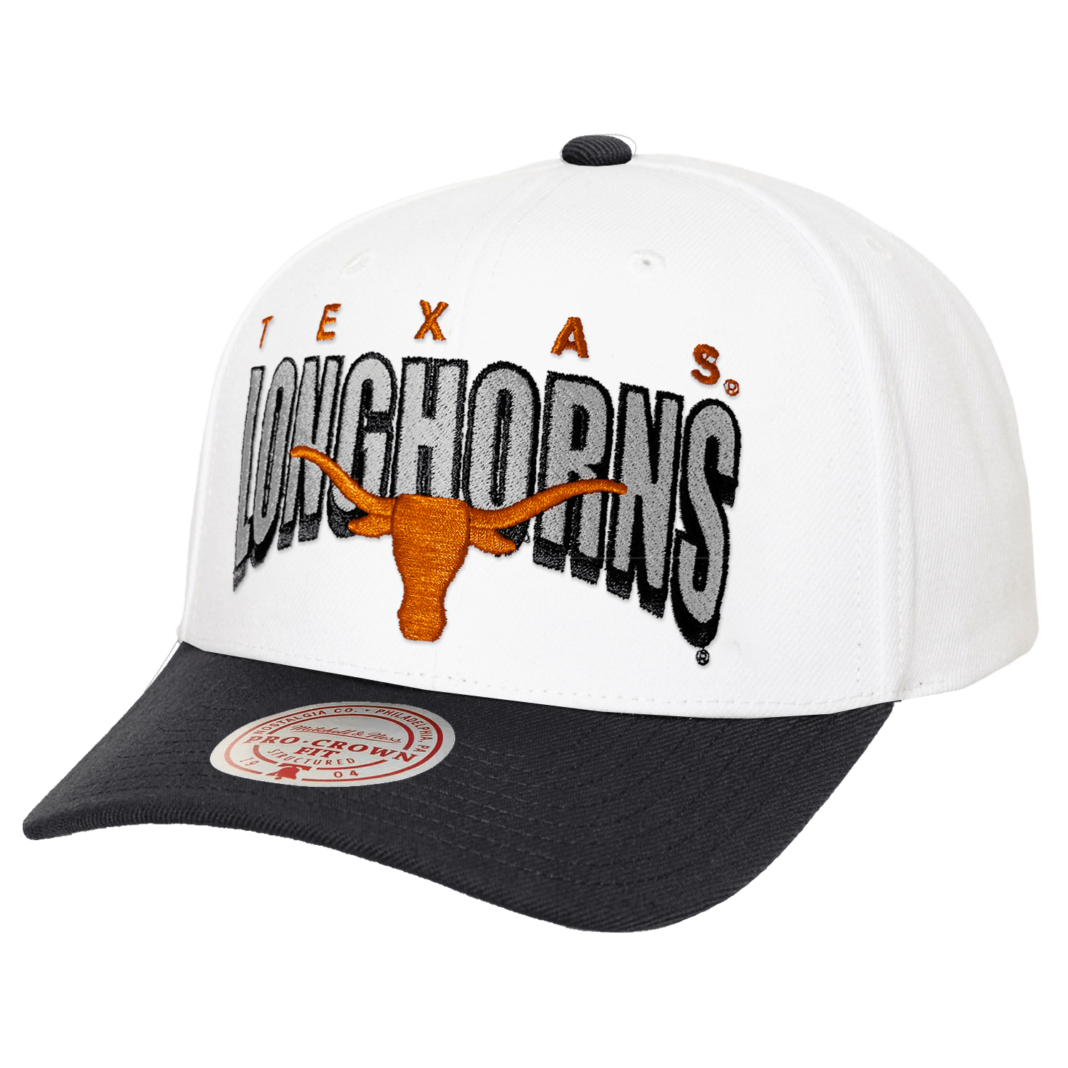 Texas Longhorns Mitchell & Ness NCAA Boom Text Snapback Hat - White