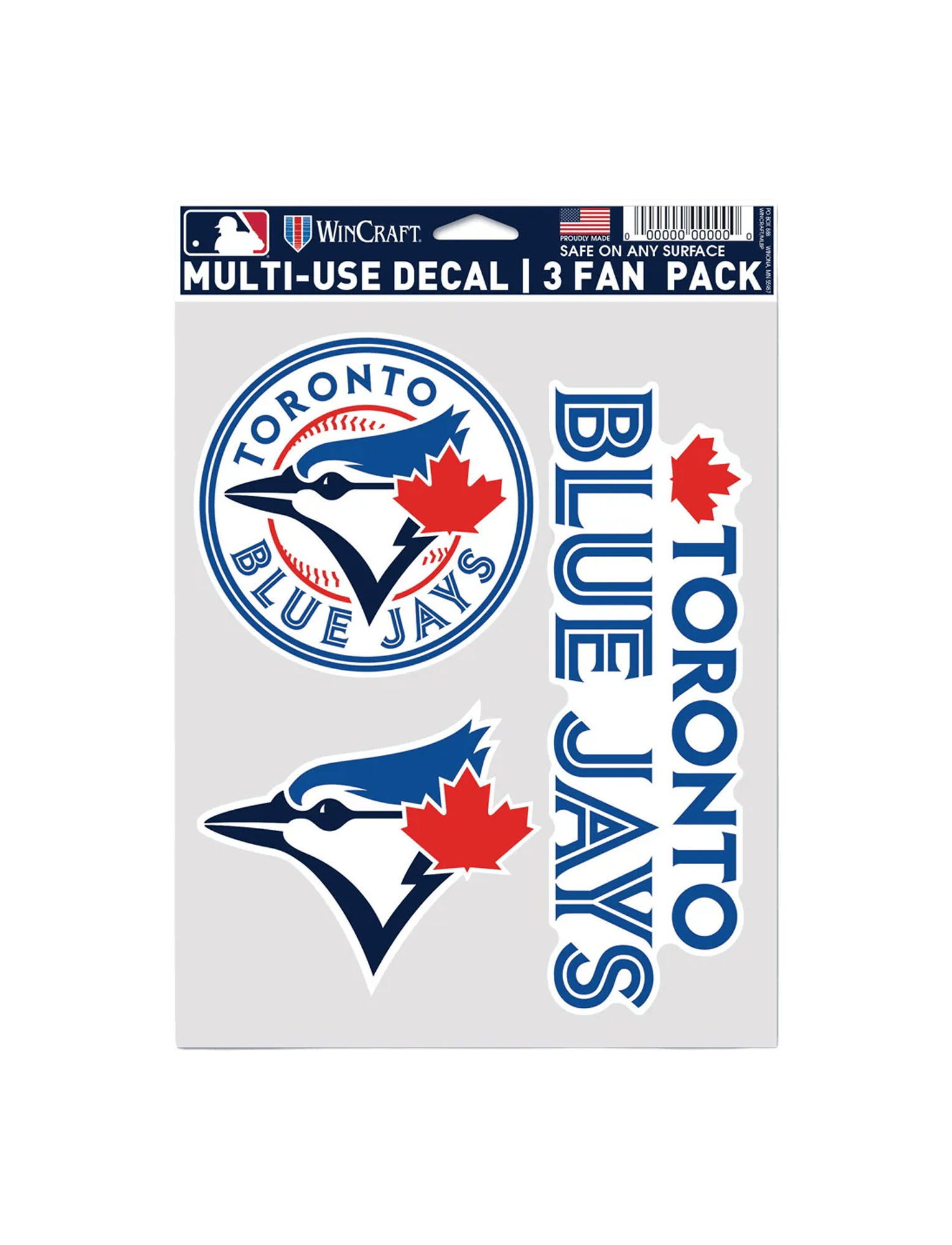 Toronto Blue Jays Wincraft MLB Team 3 Pack Decal Set