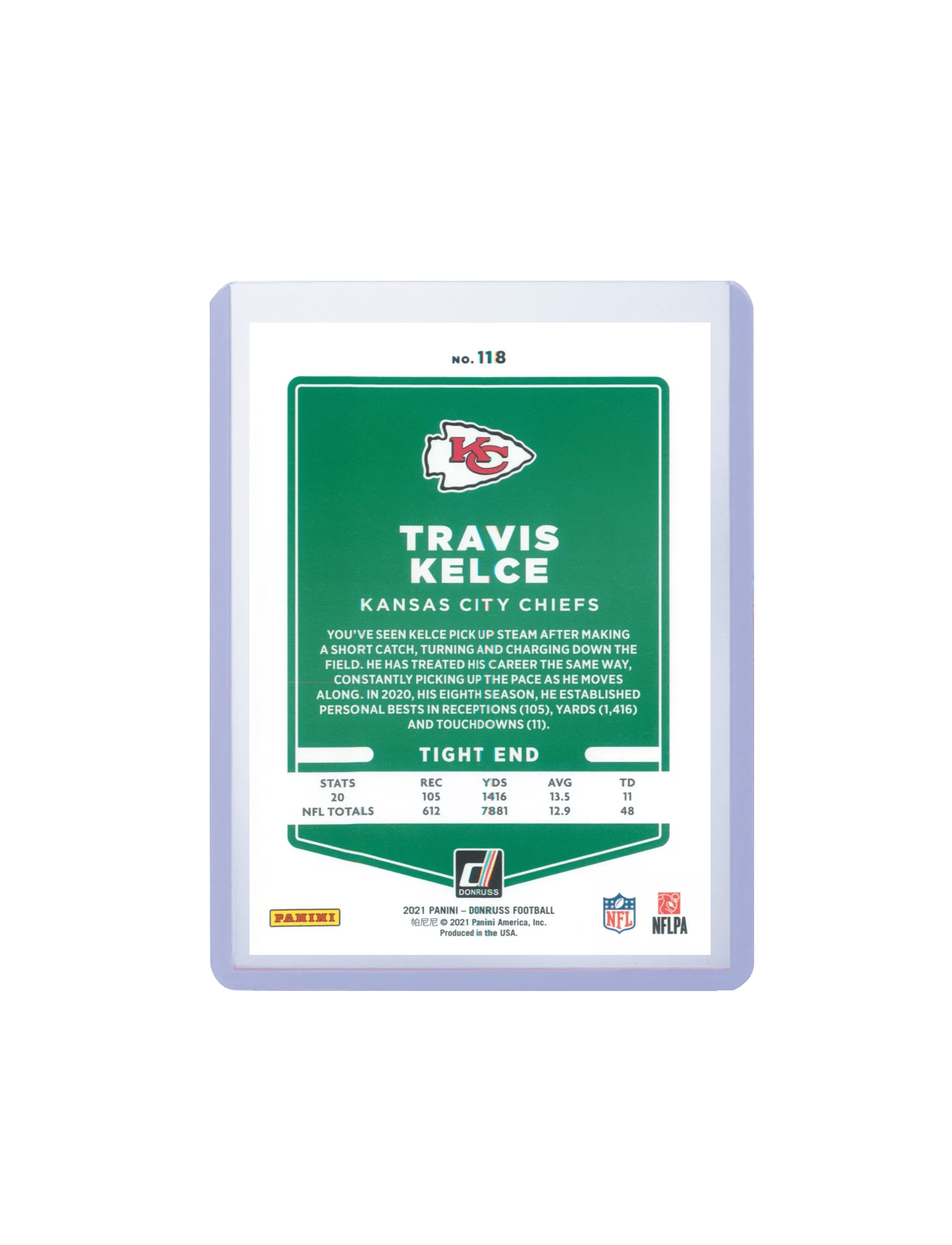 Travis Kelce Kansas City Chiefs Panini NFL 21 Donruss 112 Base Card