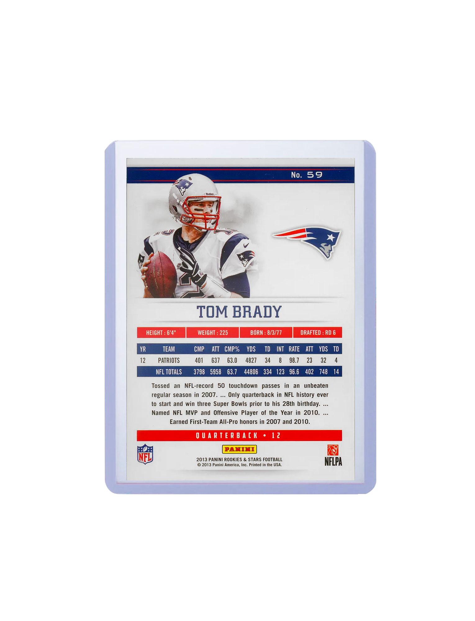Tom Brady New England Patriots Panini NFL Rookies Stars 13 Base Card