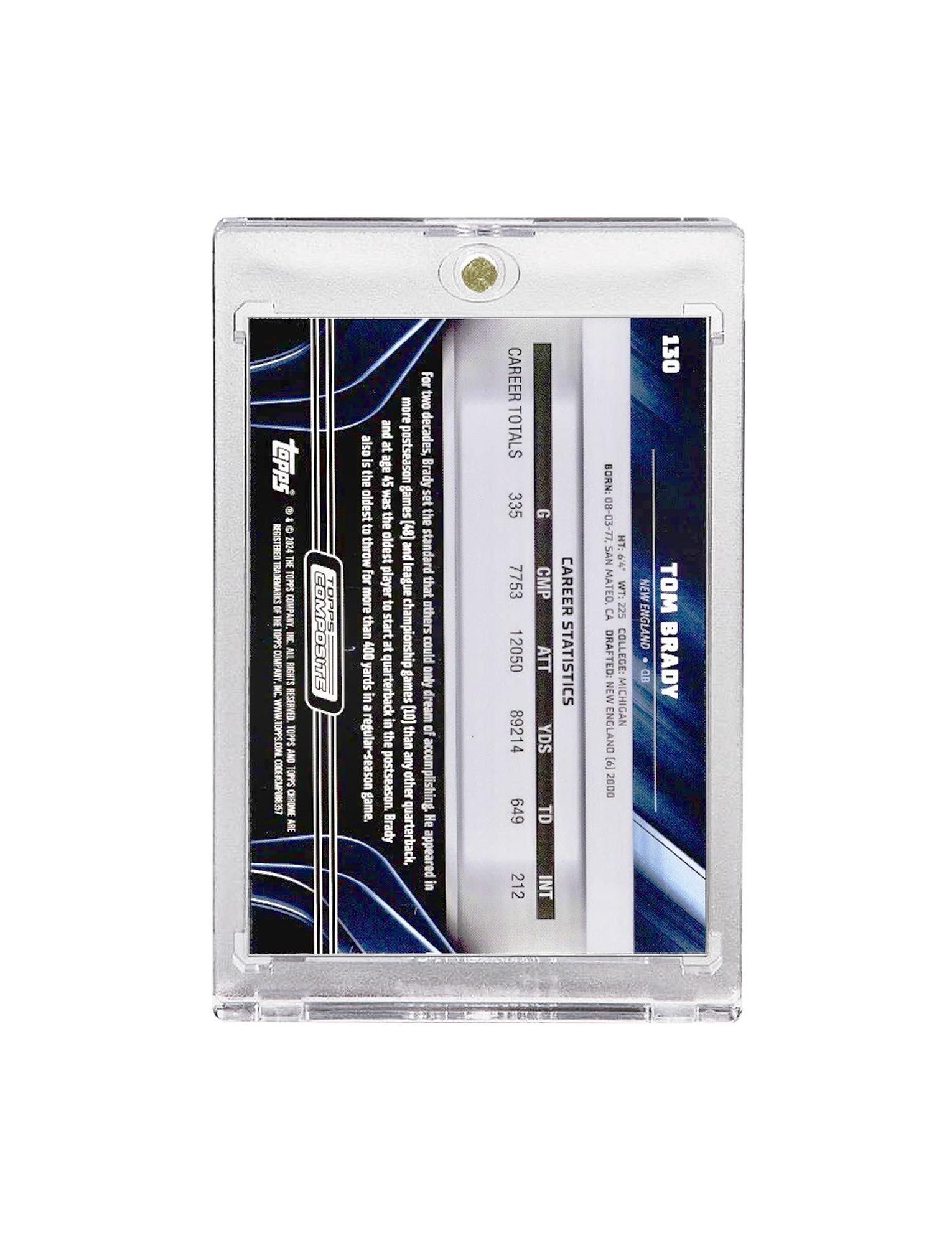 Tom Brady New England Patriots Topps NFL 2023 Chrome Black Card