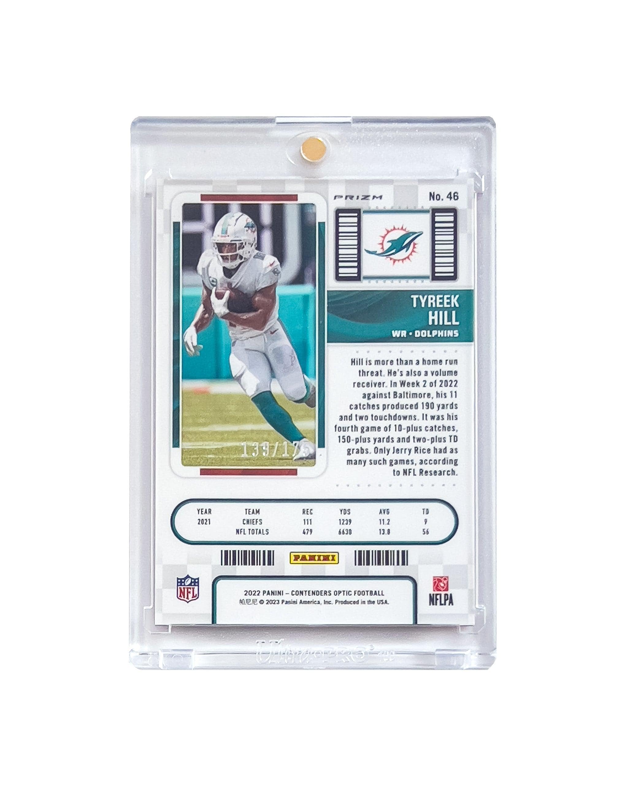 Tyreek Hill Miami Dolphins Panini NFL 22 Contenders Red /175 Card