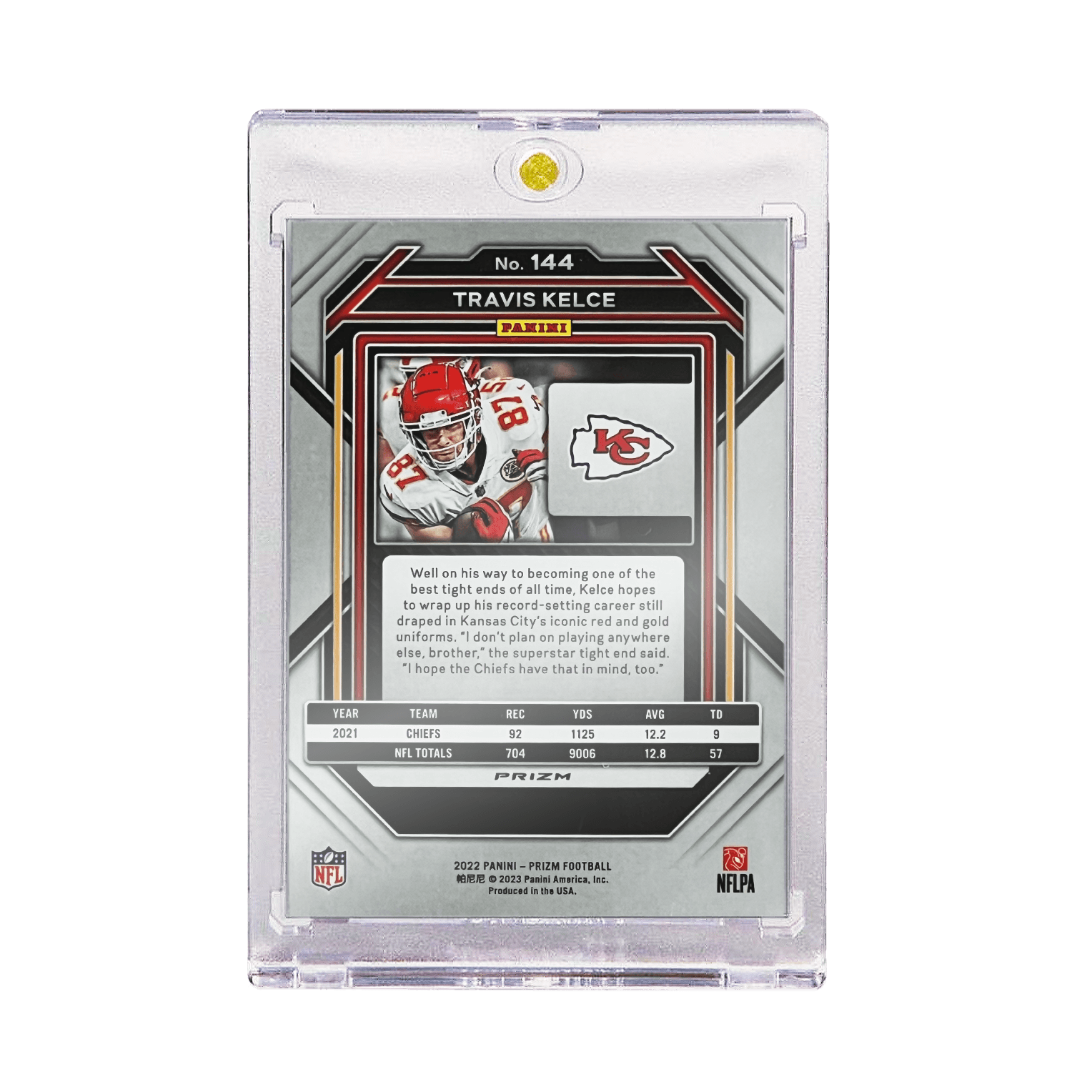 Travis Kelce Kansas City Chiefs Panini NFL 22 Prizm Silver Card