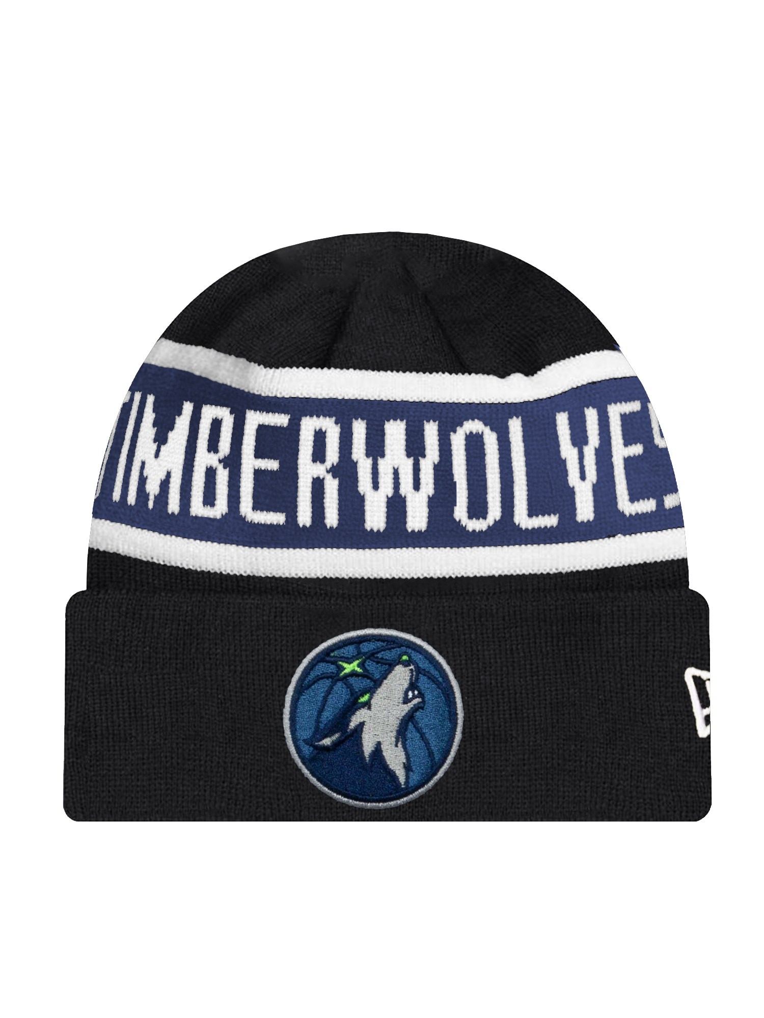 Minnesota Timberwolves New Era NBA Spell Out Pomless Knit Beanie - Black