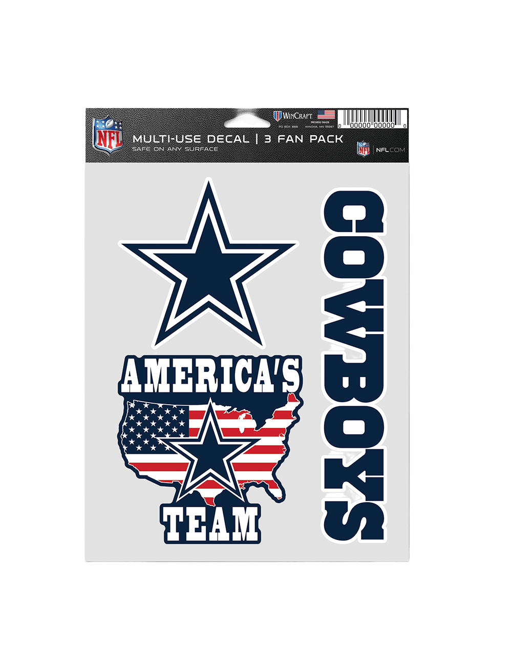Dallas Cowboys Wincraft NFL Team 3 Pack Decal Set
