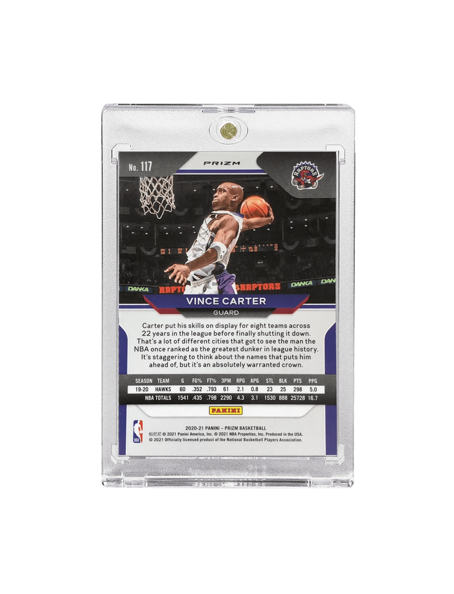 Vince Carter Toronto Raptors Panini NBA 20-21 Prizm Silver Card