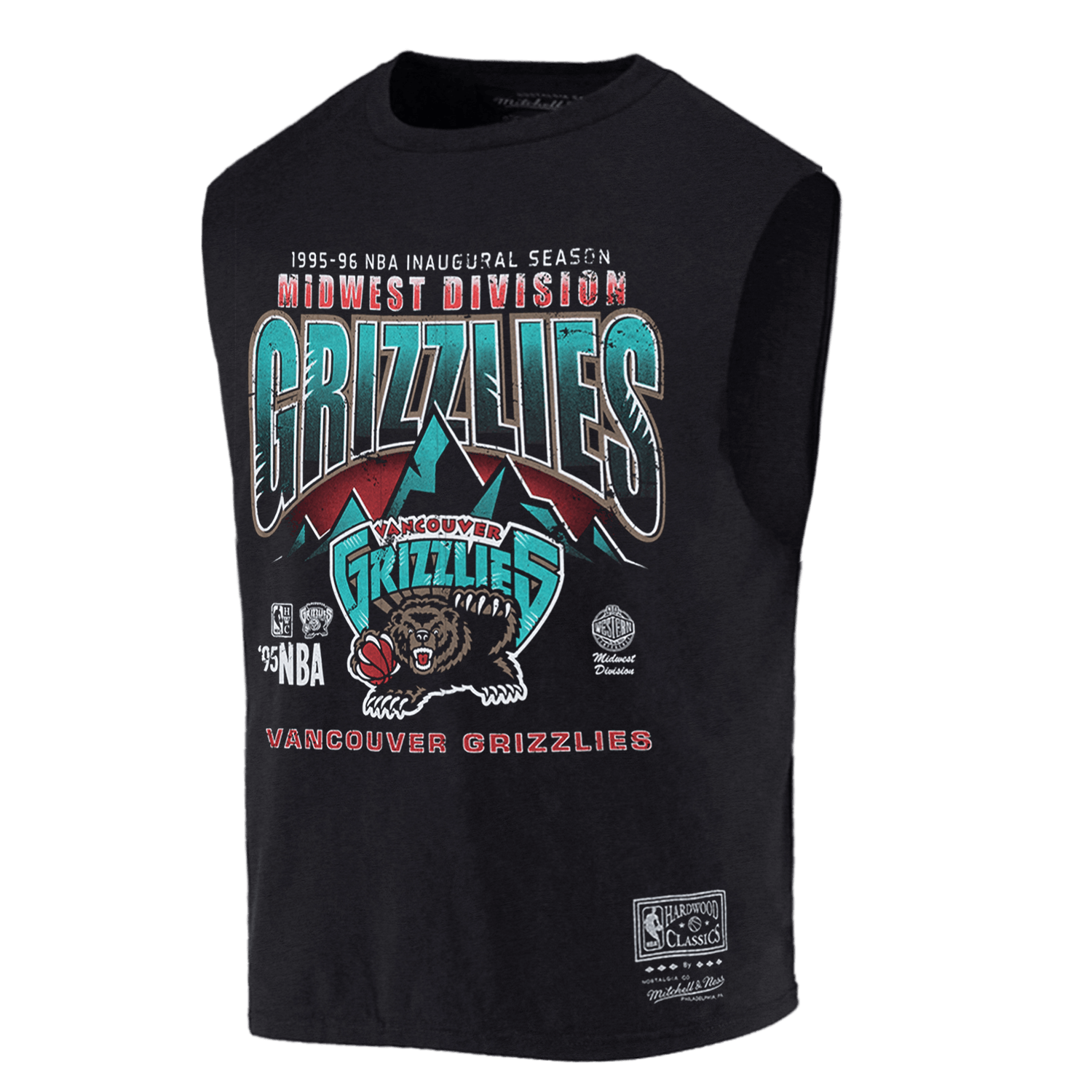 Memphis Grizzlies Mitchell & Ness NBA 95-96 MW Vintage Muscle T-Shirt - Faded Black