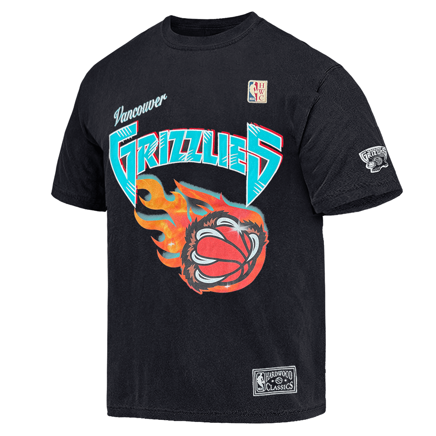 Memphis Grizzlies Mitchell & Ness NBA HWC Flaming Arch Vintage T-Shirt - Faded Black