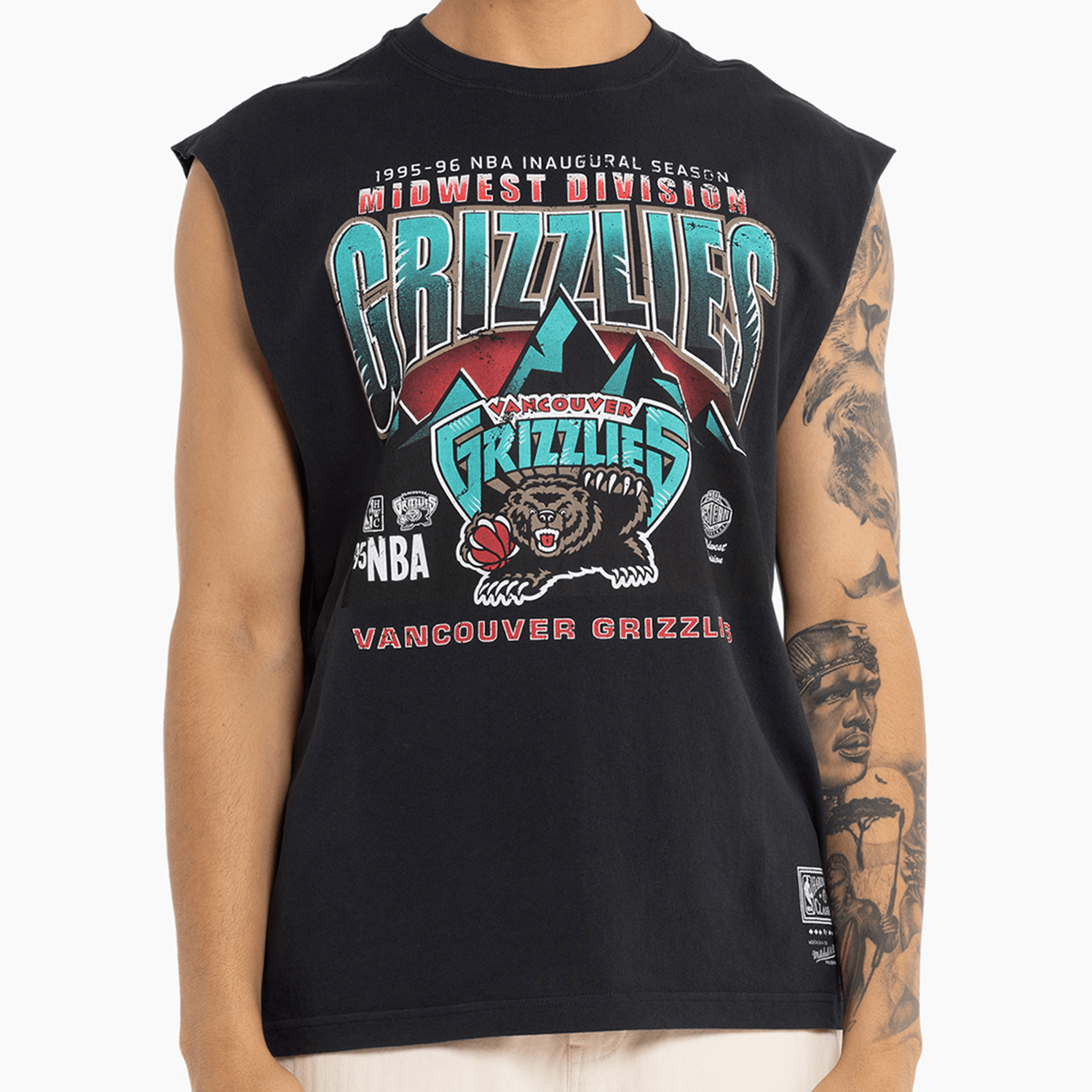 Memphis Grizzlies Mitchell & Ness NBA 95-96 MW Vintage Muscle T-Shirt - Faded Black