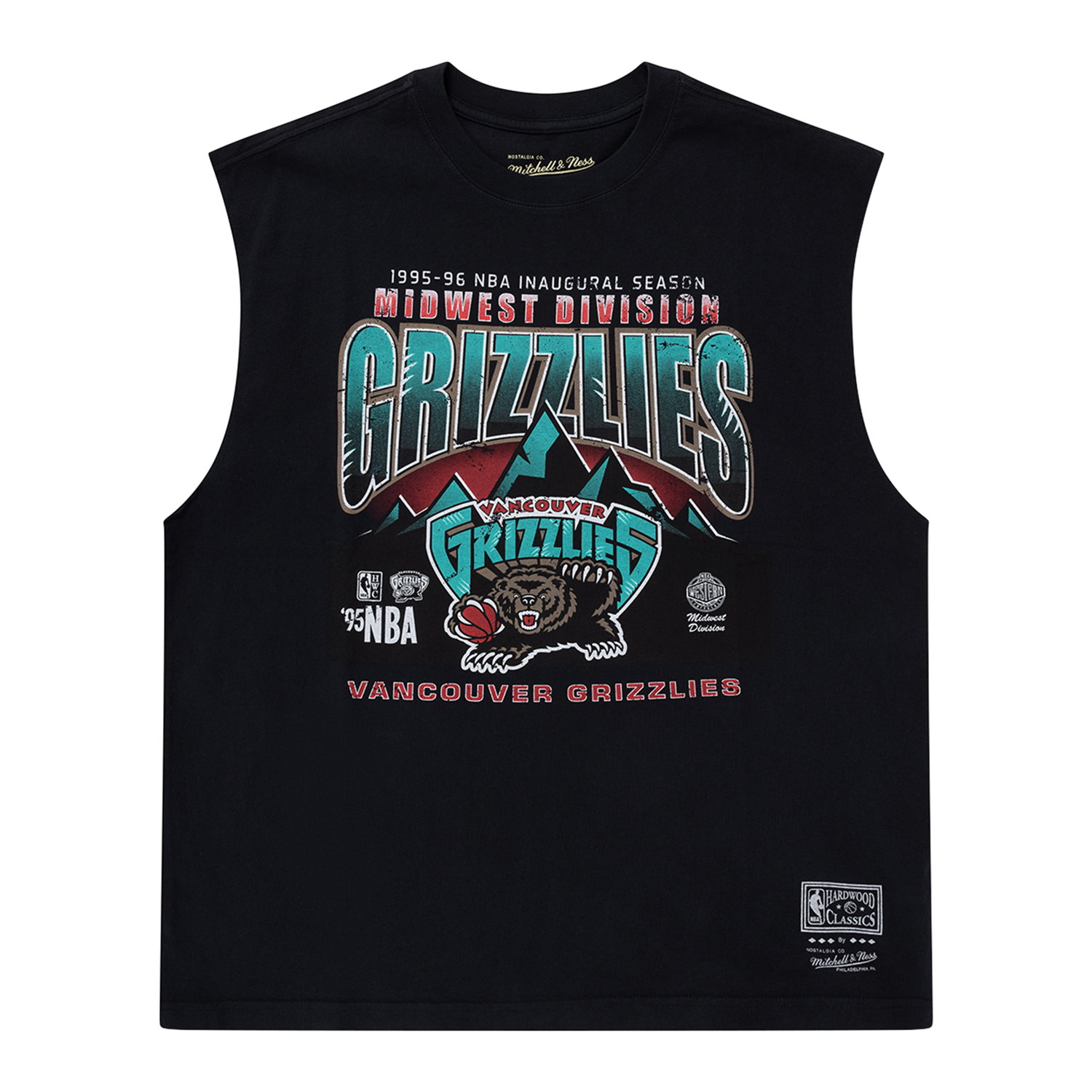 Memphis Grizzlies Mitchell & Ness NBA 95-96 MW Vintage Muscle T-Shirt - Faded Black