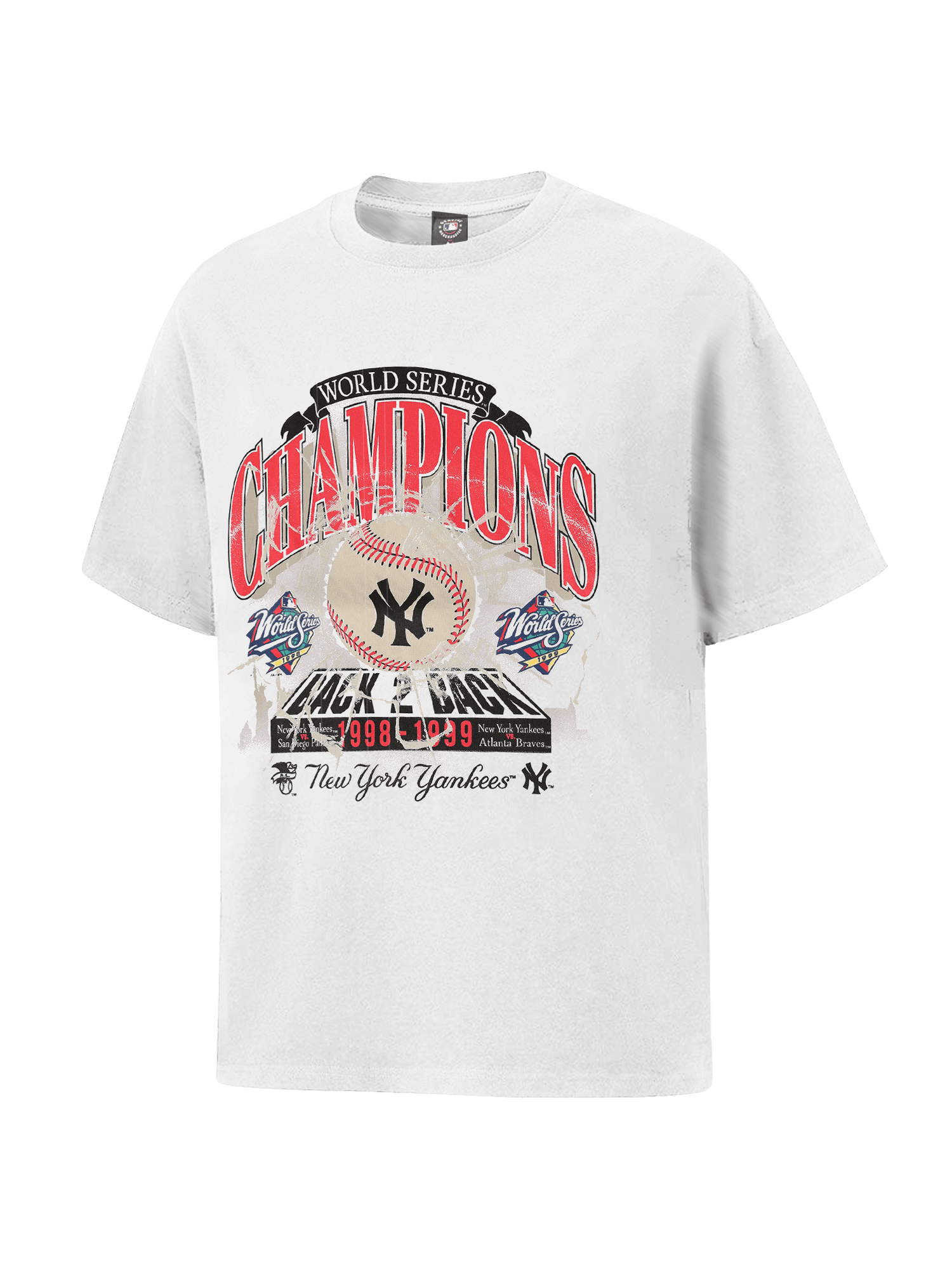 New York Yankees Majestic MLB Back To Back Champs Vintage T-Shirt - Optic White