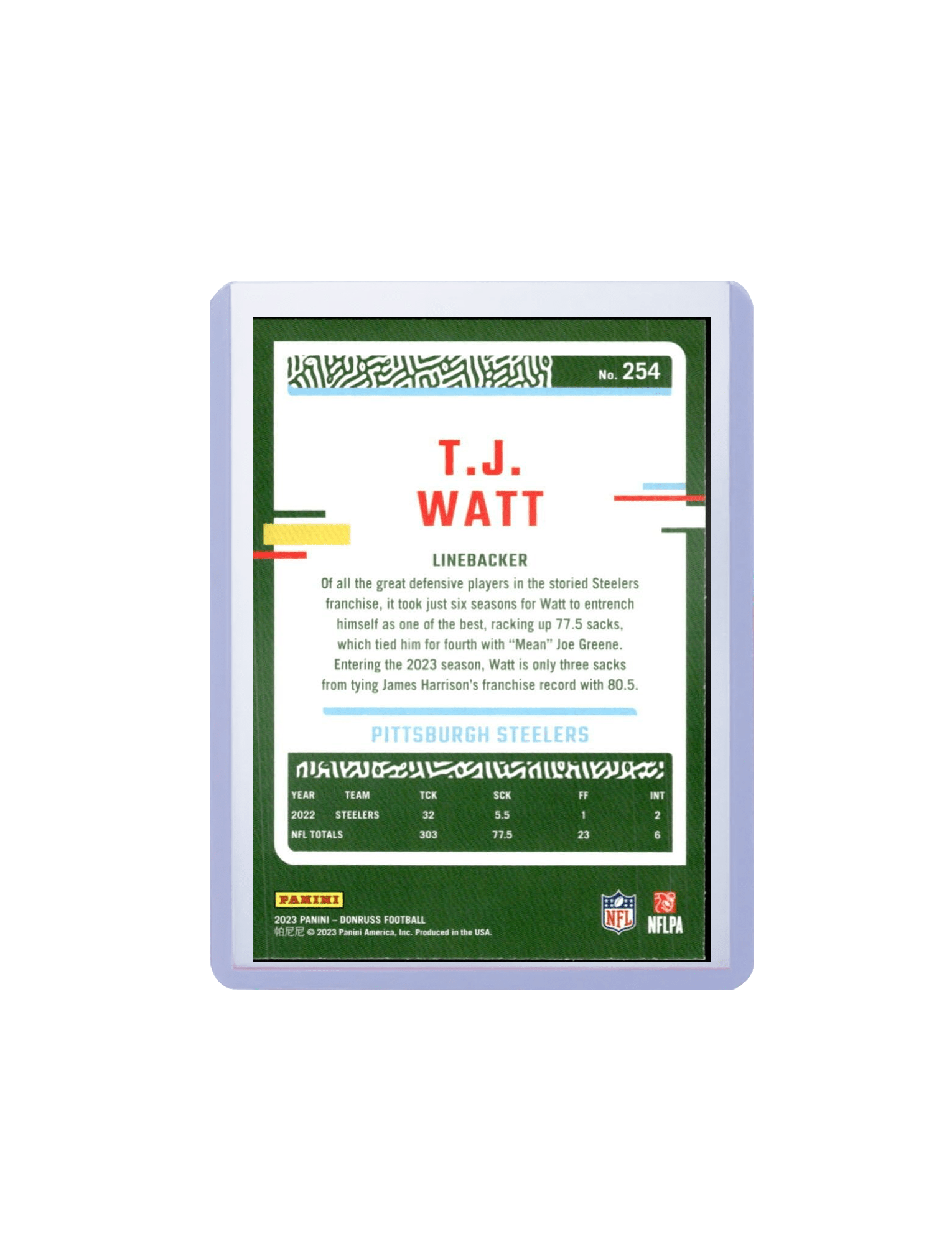 TJ Watt Pittsburgh Steelers Panini NFL 23-24 Donruss Card