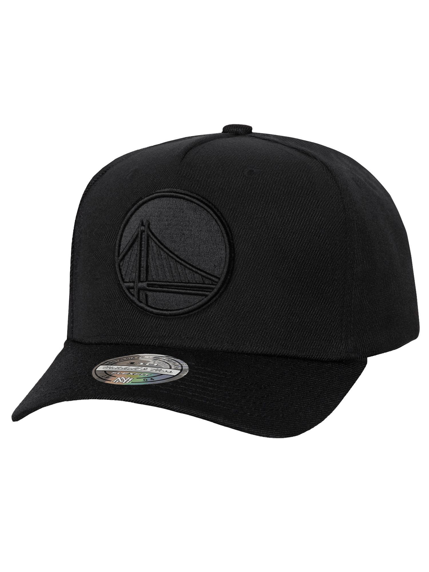 Golden State Warriors Mitchell & Ness NBA Black On Black 110 Flex Snapback Hat