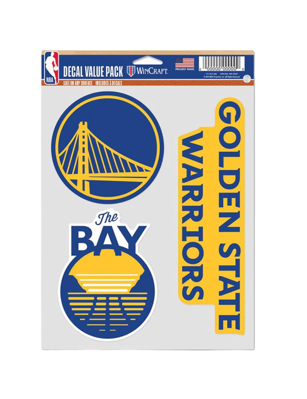 Golden State Warriors Wincraft NBA Team 3 Piece 5” x 7” Decal Set
