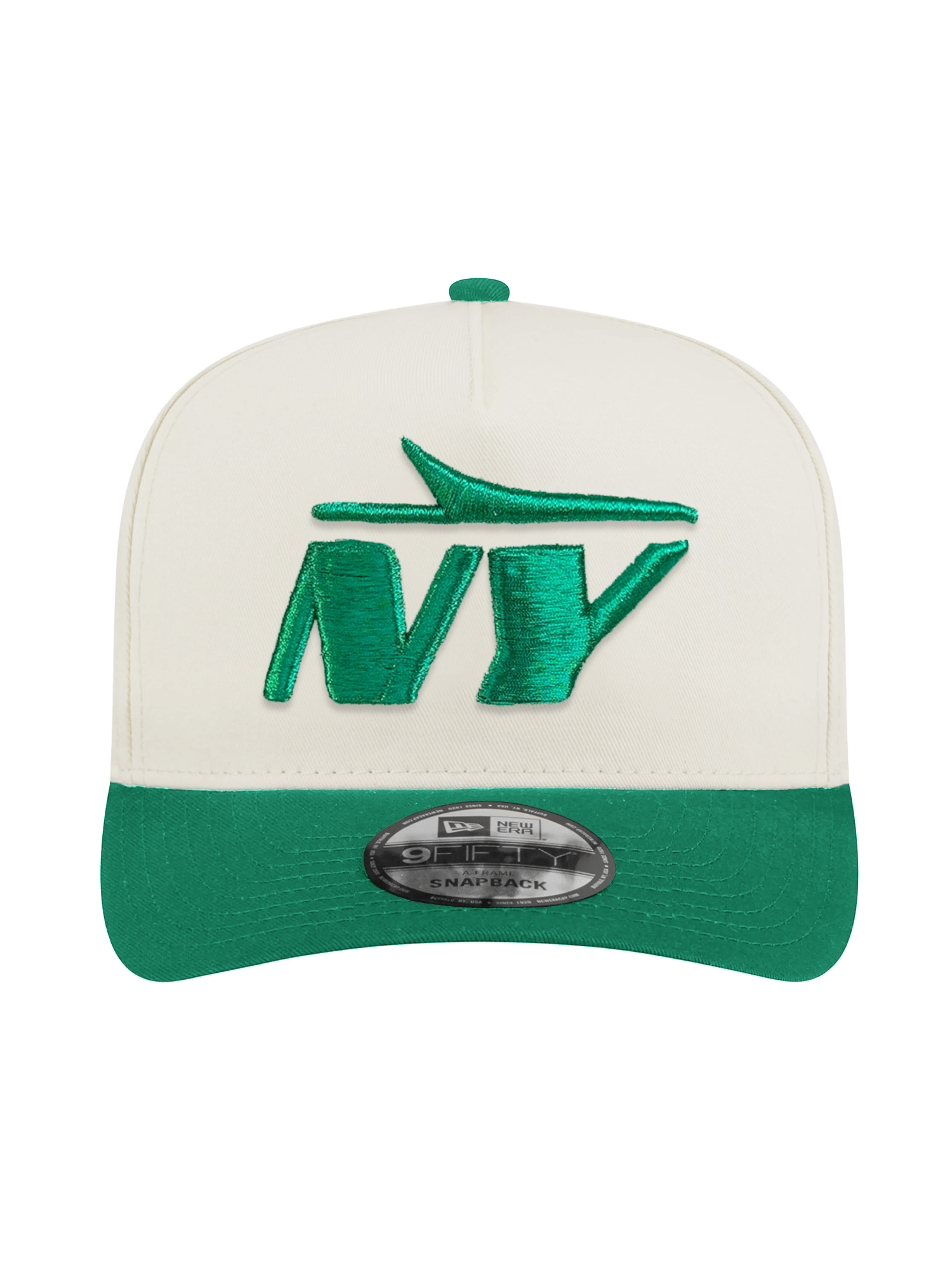 New York Jets New Era NFL Team 2T 9FIFTY A-Frame Pre-Curved Snapback Hat - Chrome