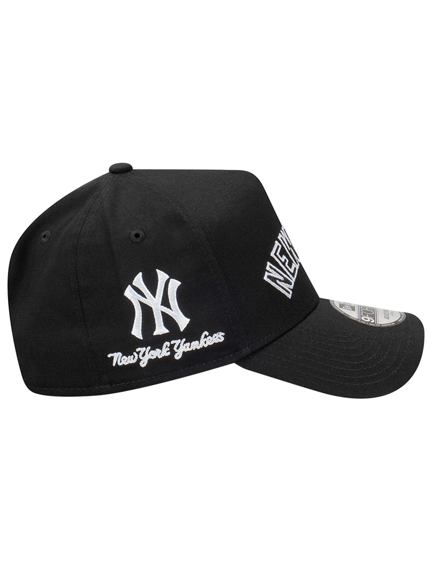 New York Yankees New Era MLB Chain Script 9FORTY A-Frame Snapback Hat - Black