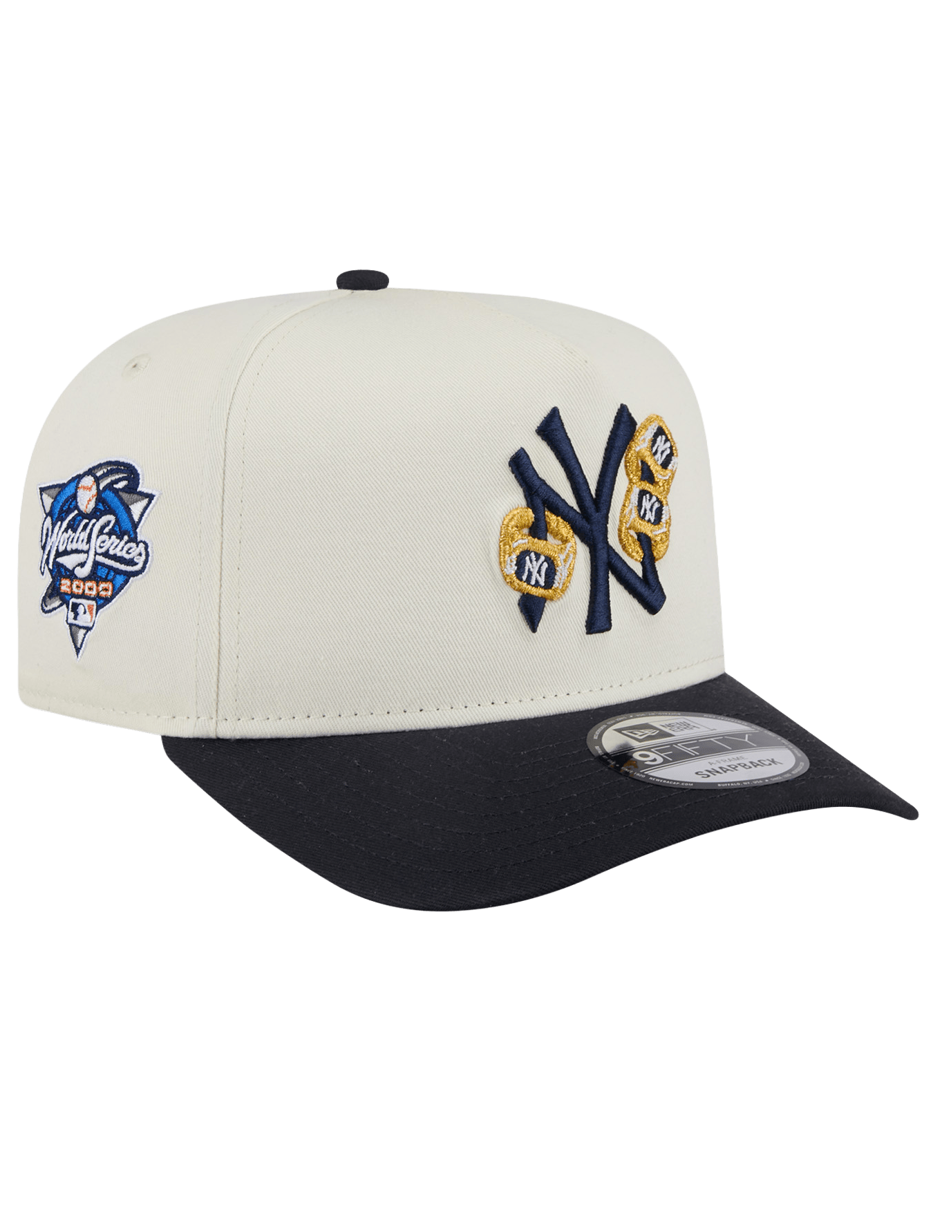New York Yankees New Era MLB Three-Peat 9FIFTY A-Frame Pre-Curved Snapback Hat - Stone
