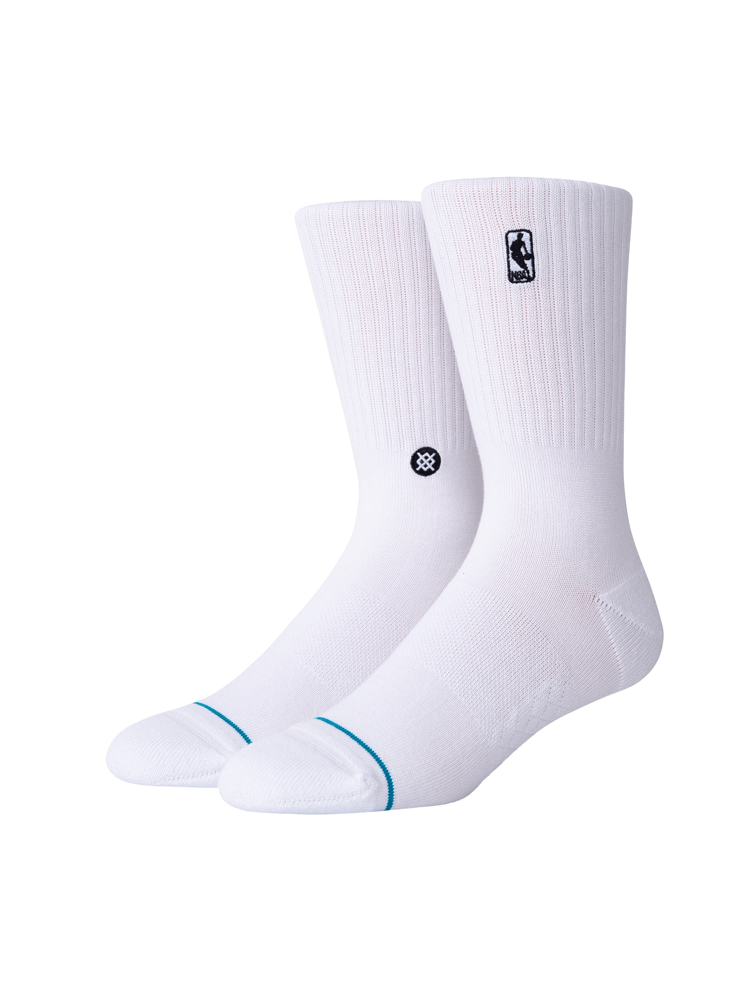 Youths NBA Logoman Stance Black & White Crew Socks - White