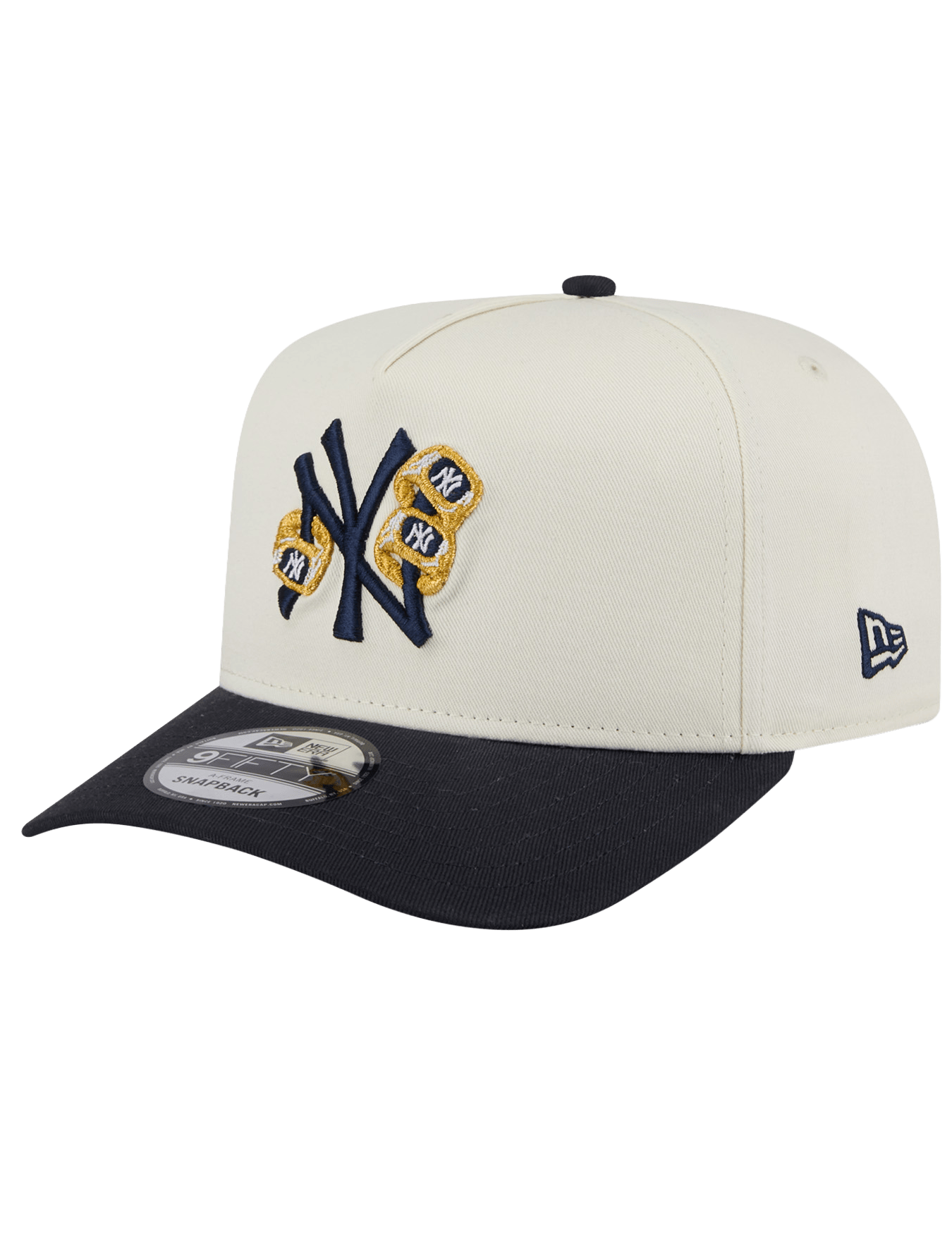 New York Yankees New Era MLB Three-Peat 9FIFTY A-Frame Pre-Curved Snapback Hat - Stone