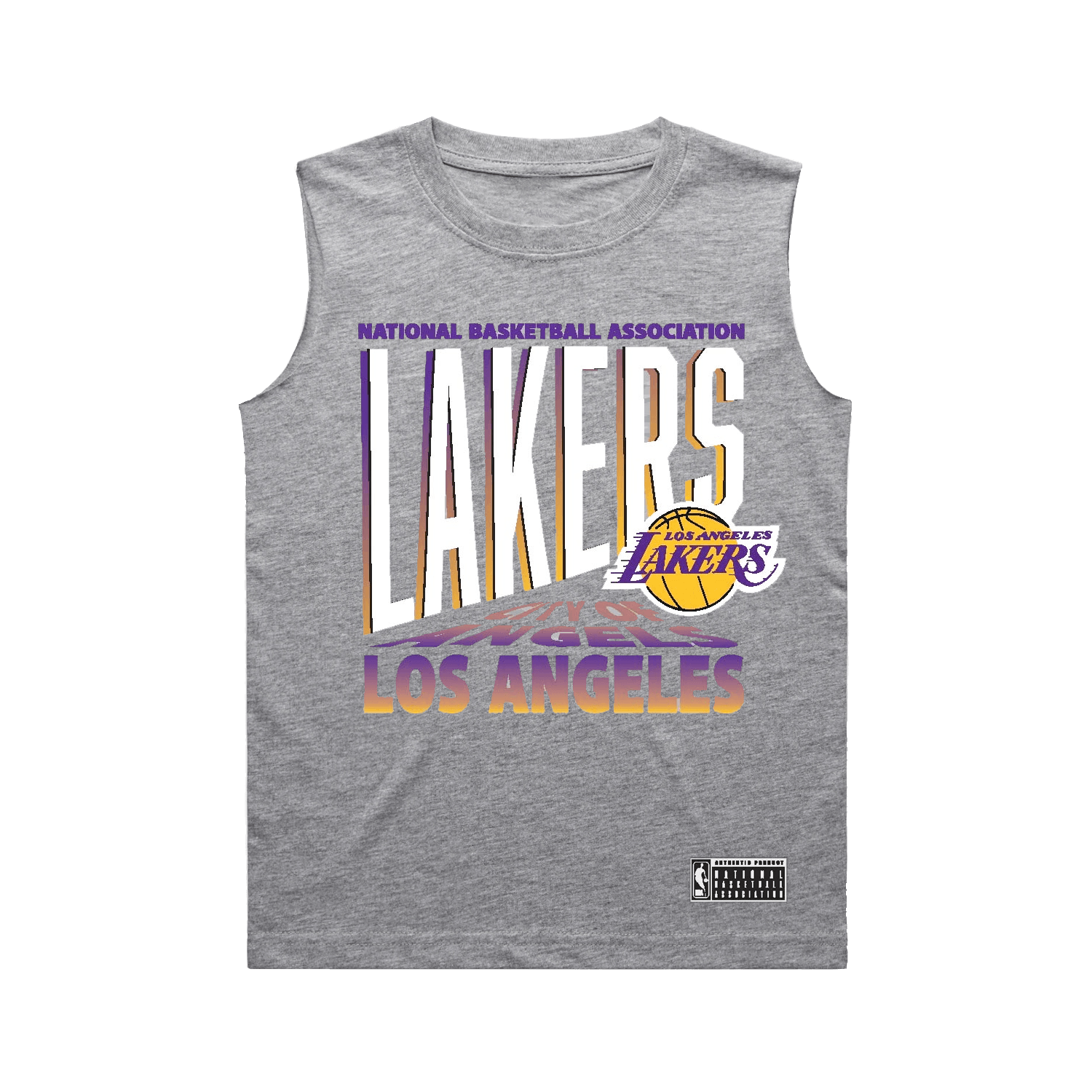 Youths Los Angeles Lakers NBA Essentials Grayling Muscle T-Shirt - Grey Marle