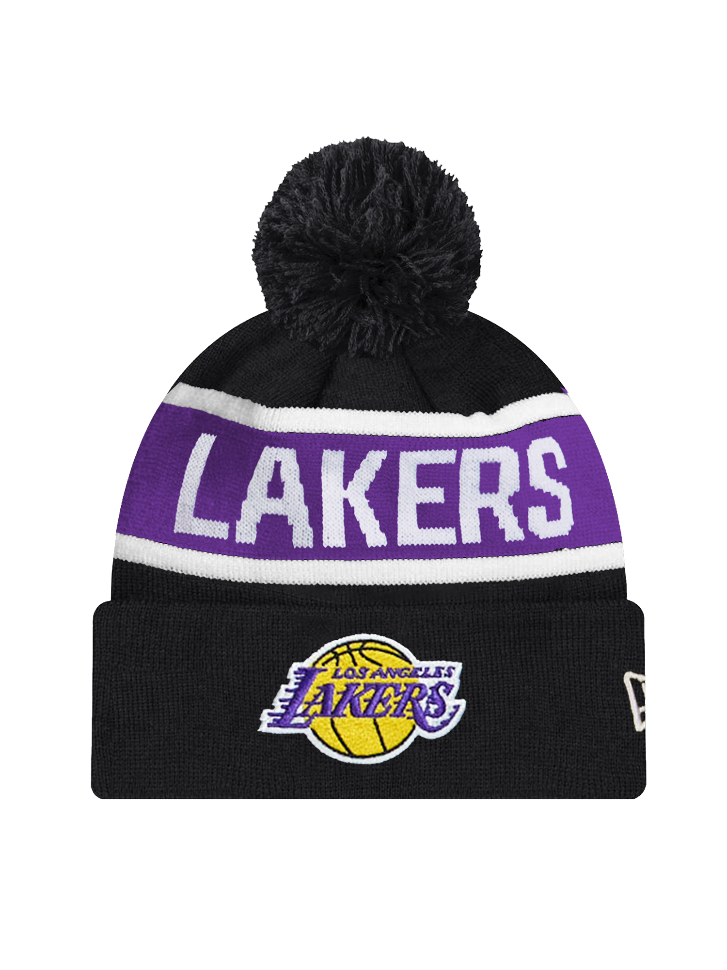Youths Los Angeles Lakers New Era NBA Spell Out Knit Beanie - Black
