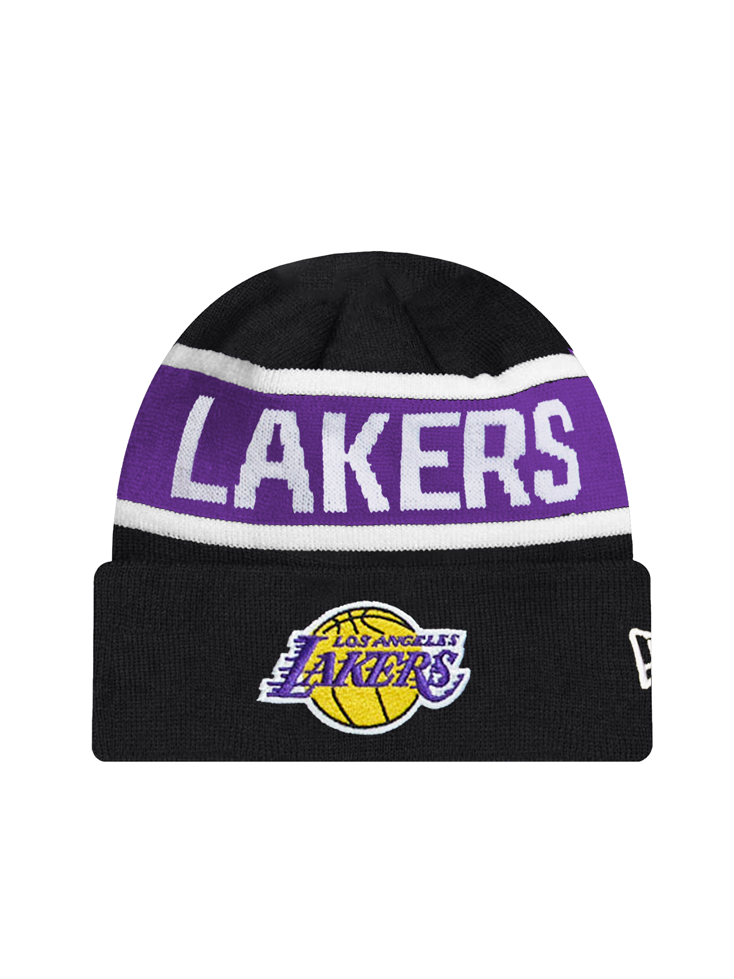 Youths Los Angeles Lakers New Era NBA Spell Out Pomless Knit Beanie - Black