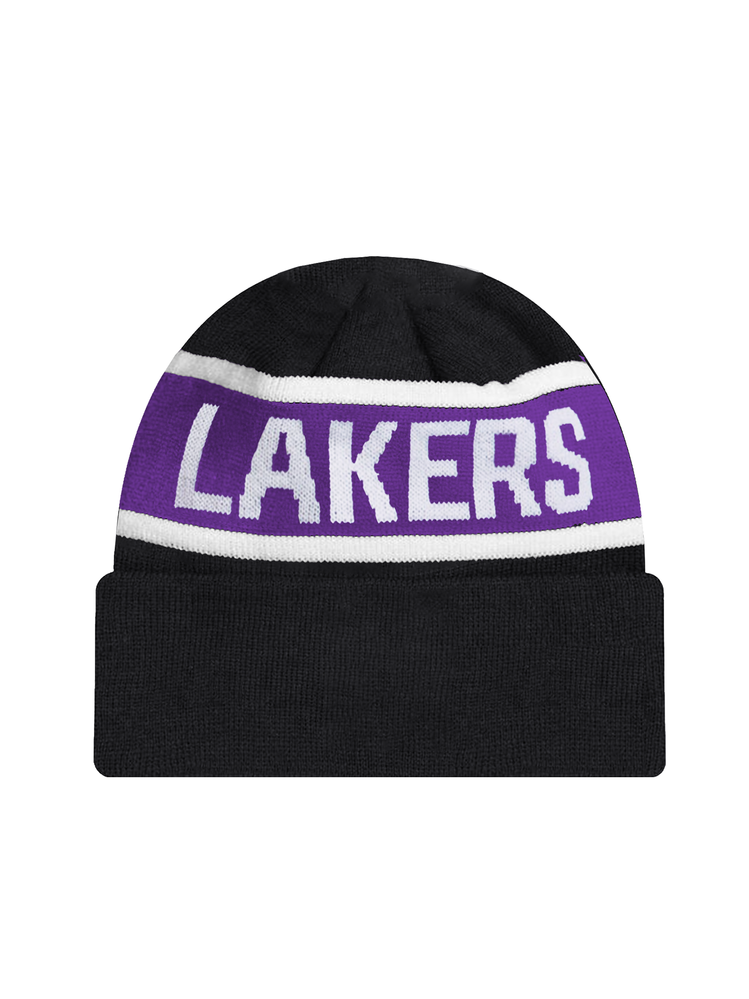 Youths Los Angeles Lakers New Era NBA Spell Out Pomless Knit Beanie - Black