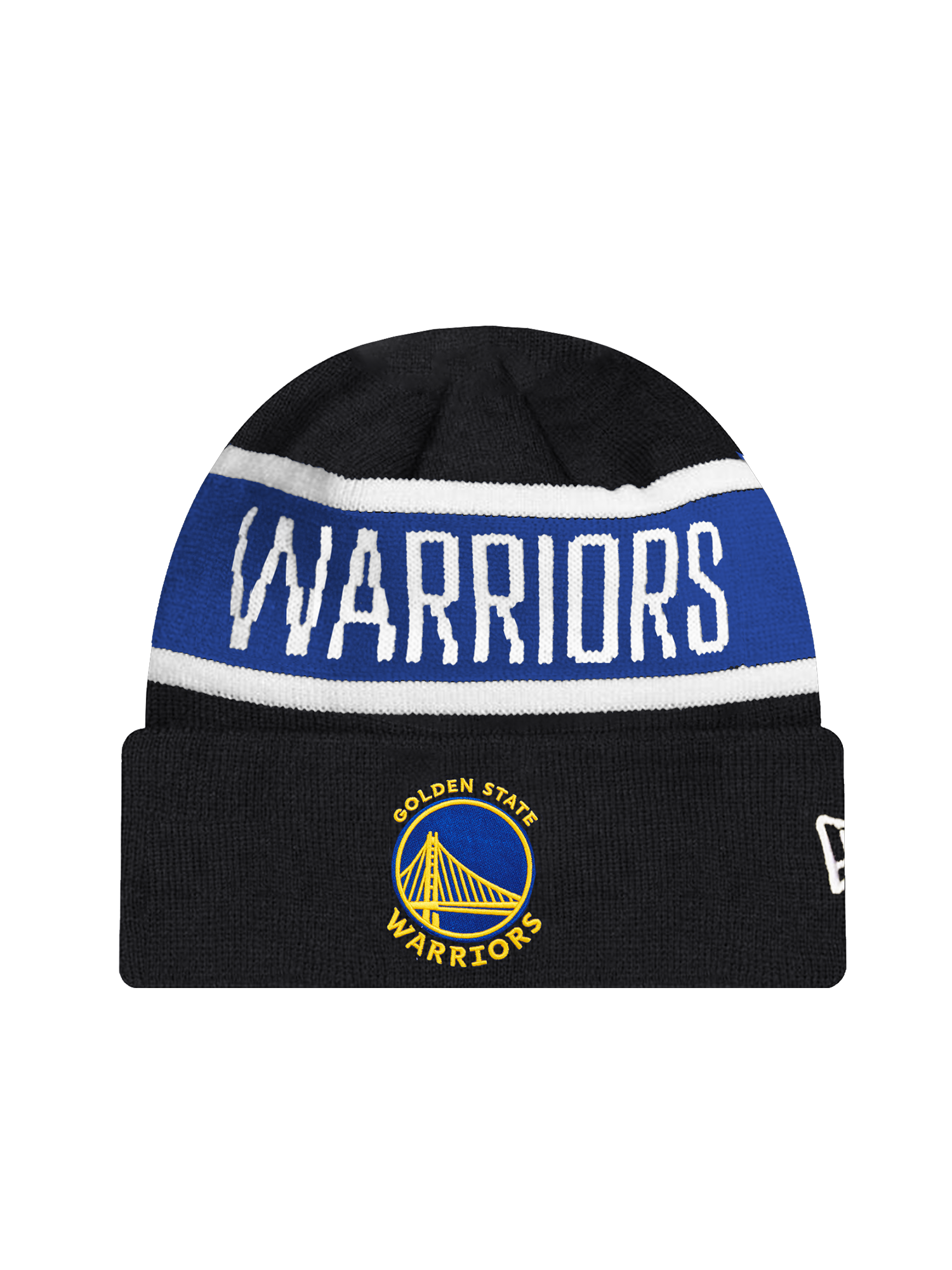 Youths Golden State Warriors New Era NBA Spell Out Pomless Knit Beanie - Black