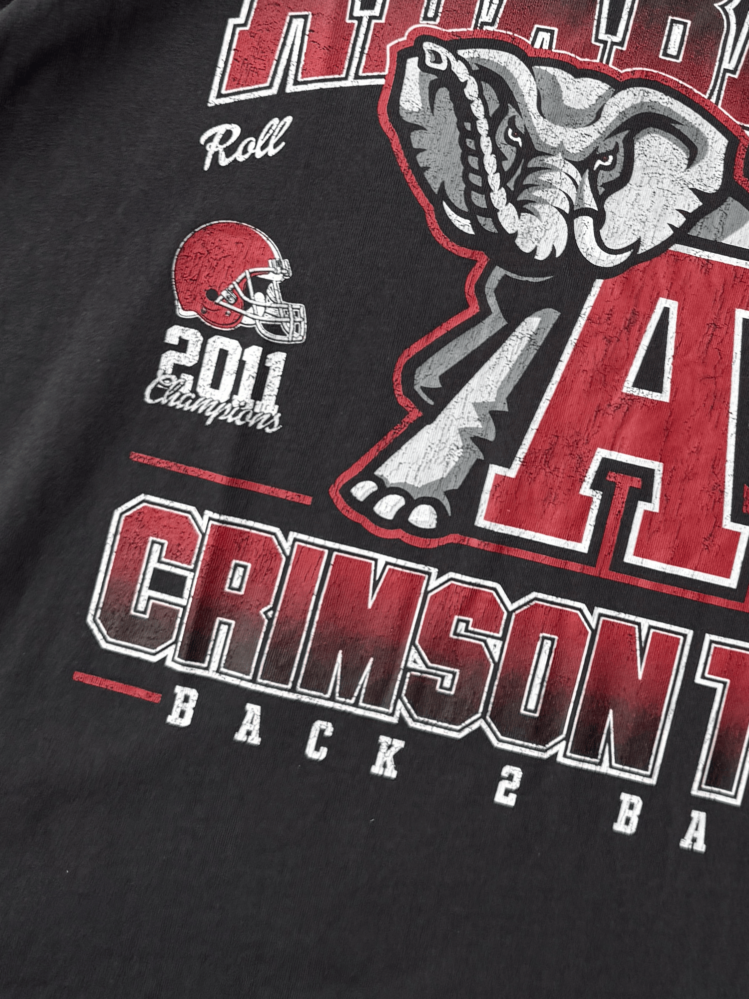 Mitchell And Ness T-Shirts Alabama Crimson Tide Mitchell & Ness NCAA Champs Arch Vintage T-Shirt - Washed Black