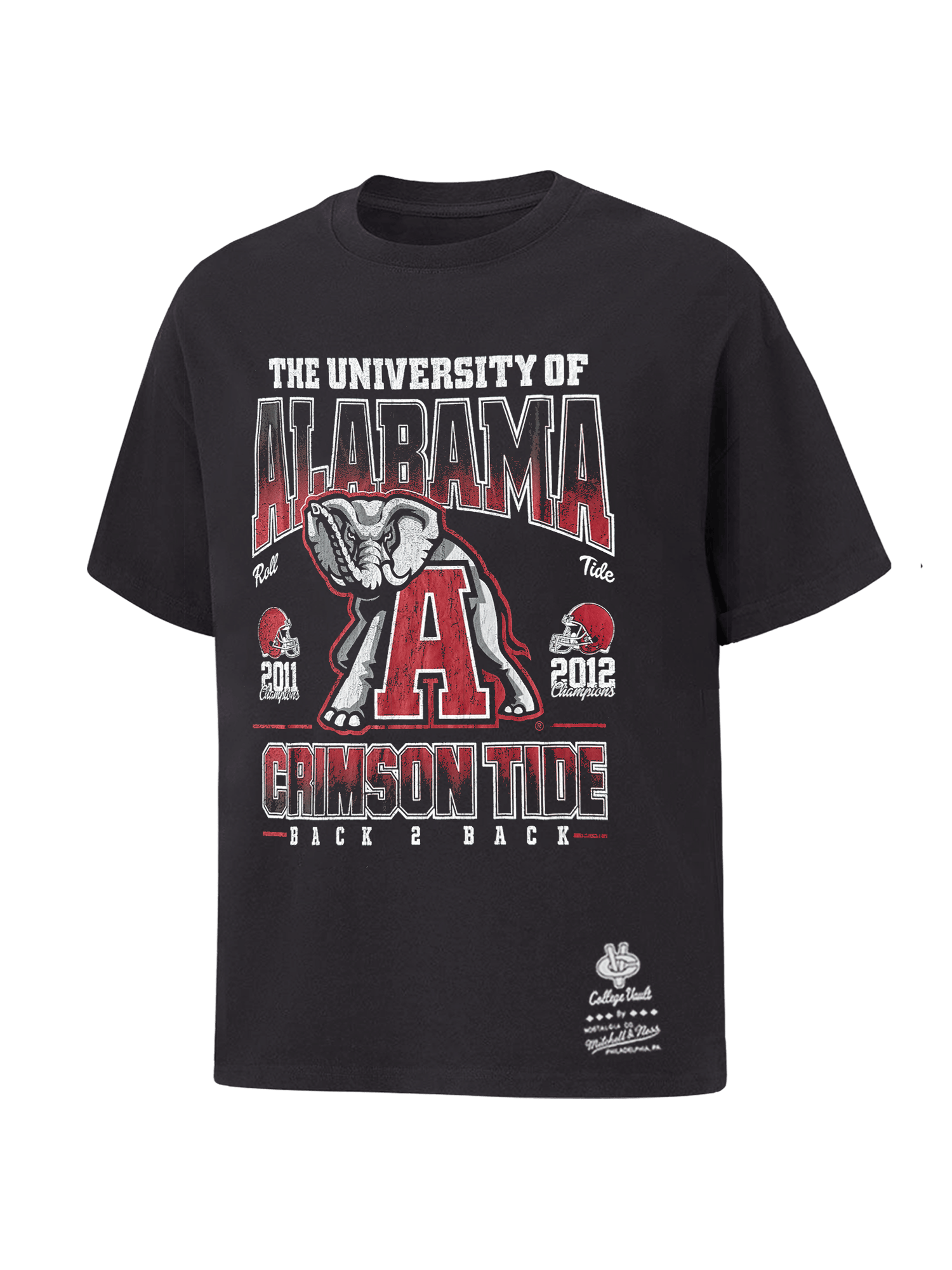 Mitchell And Ness T-Shirts Alabama Crimson Tide Mitchell & Ness NCAA Champs Arch Vintage T-Shirt - Washed Black