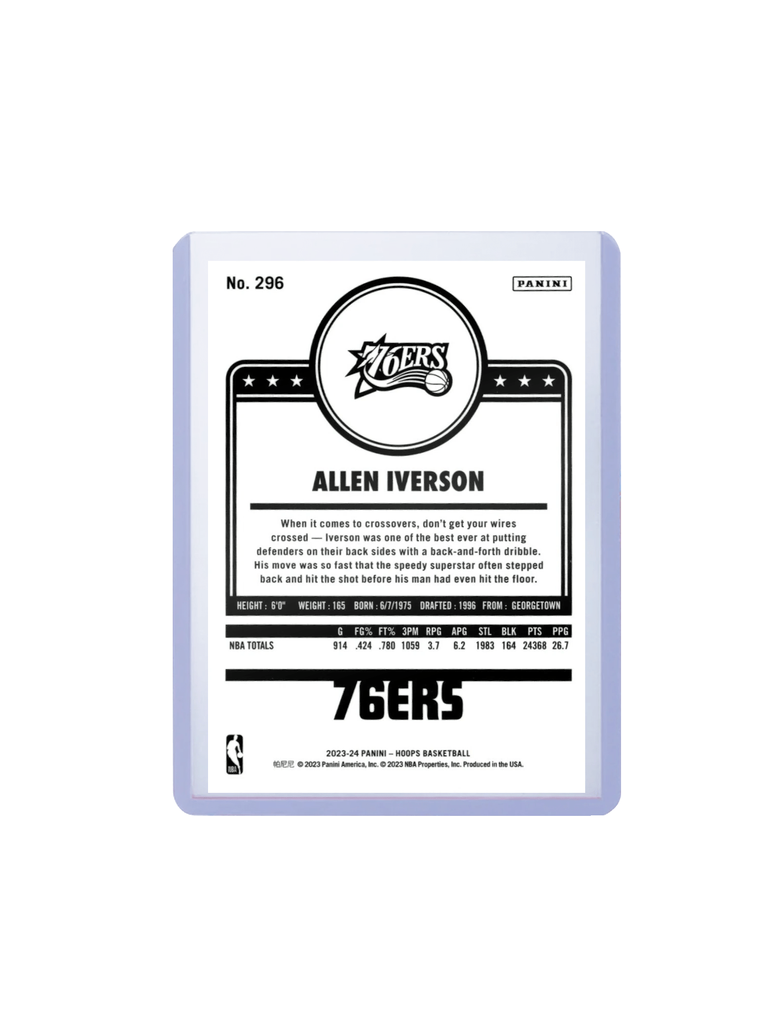 Panini Cards Allen Iverson Philadelphia 76ers Panini NBA Hoops 23-24 Tribute Card