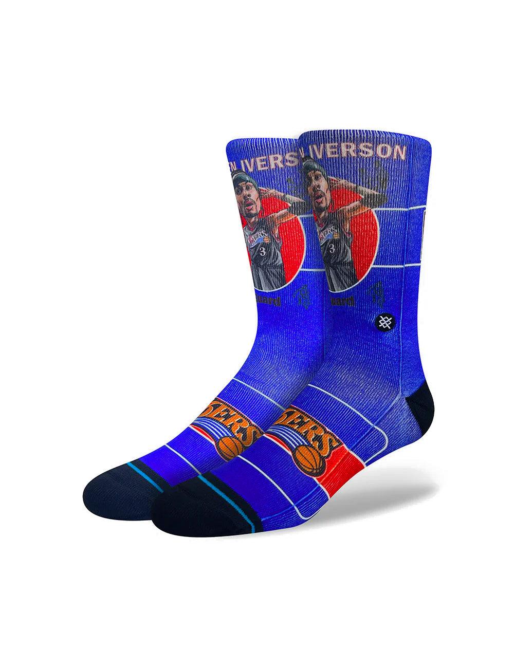 Stance Socks Large (9-12 US) Allen Iverson Philadelphia 76ers Stance NBA Retro Big Head Crew Socks