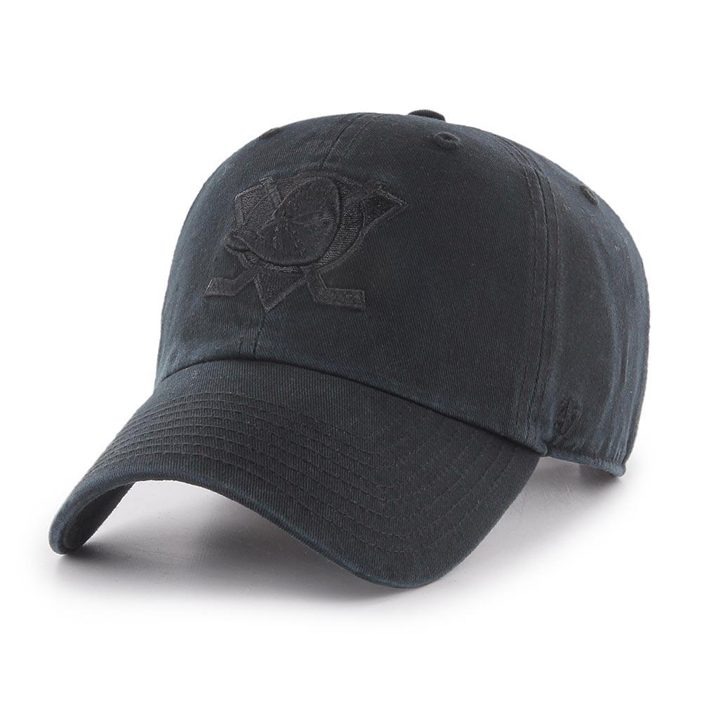 47 Brand Caps Anaheim Mighty Ducks '47 NHL Black On Black Clean Up Strapback Hat