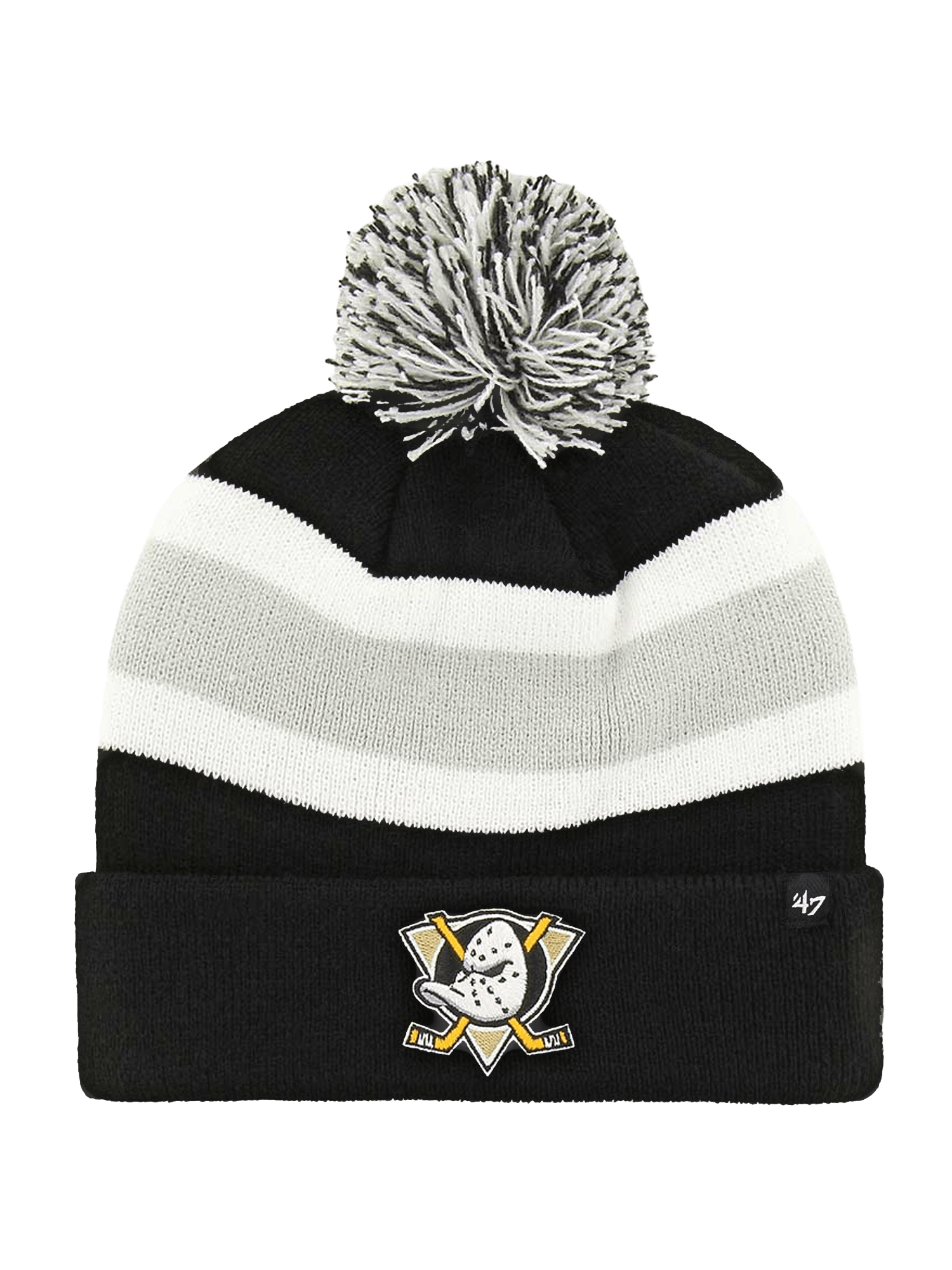 47 Brand Beanies Anaheim Mighty Ducks '47 NHL Breakaway Pom Cuff Knit Beanie - Black