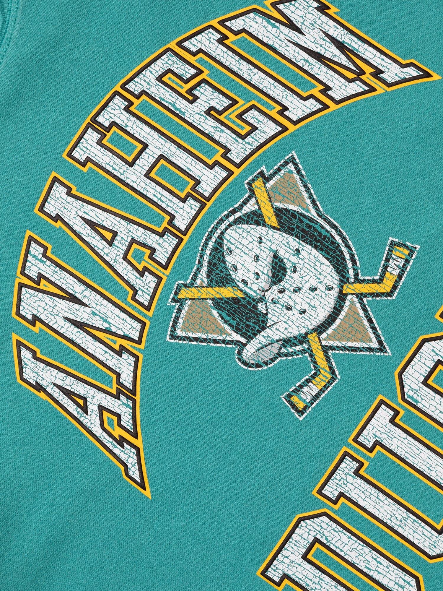 Majestic Athletic T-Shirts Anaheim Mighty Ducks Majestic NHL Ivy Arch Vintage T-Shirt - Faded Teal
