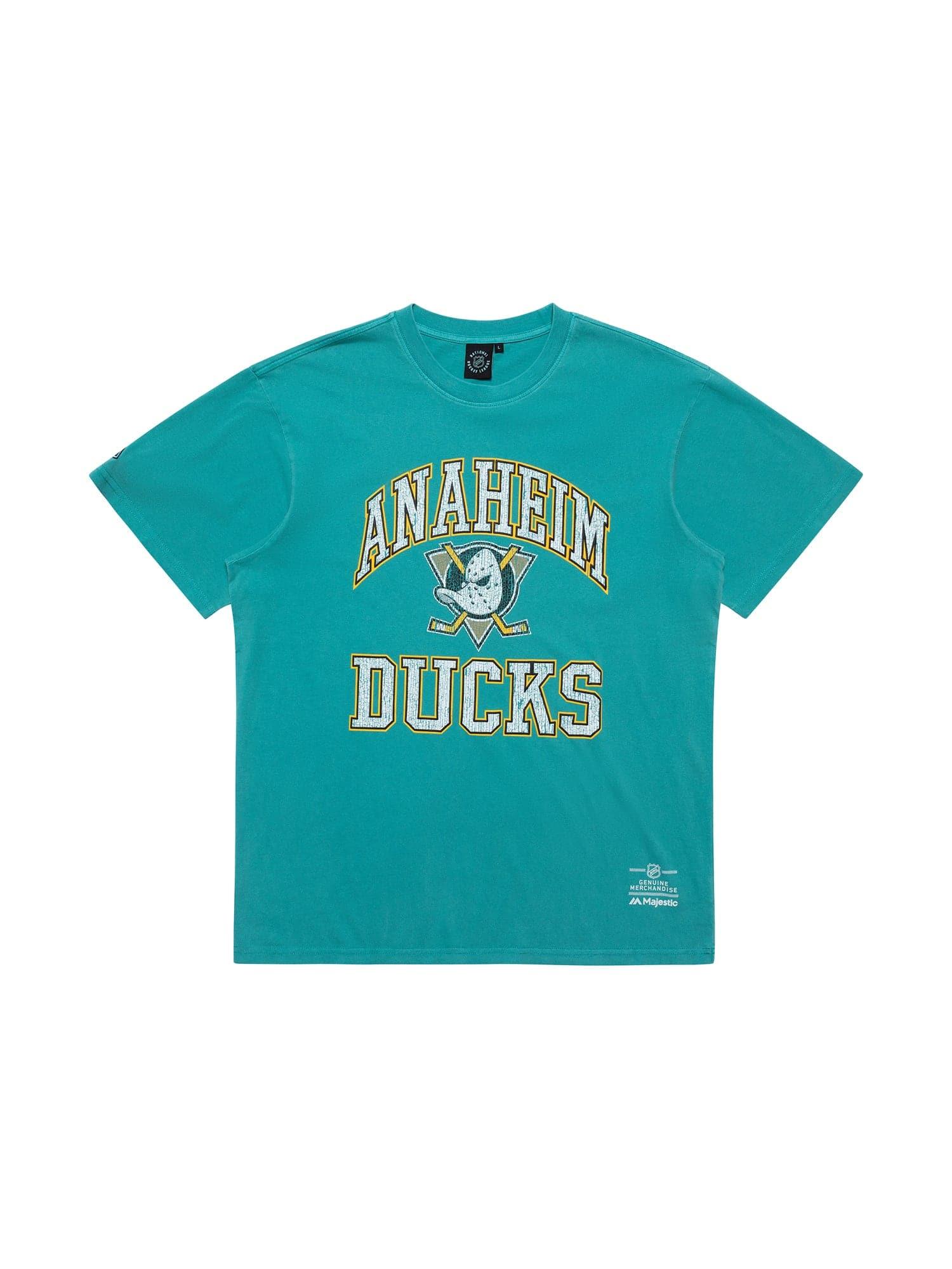 Majestic Athletic T-Shirts Anaheim Mighty Ducks Majestic NHL Ivy Arch Vintage T-Shirt - Faded Teal