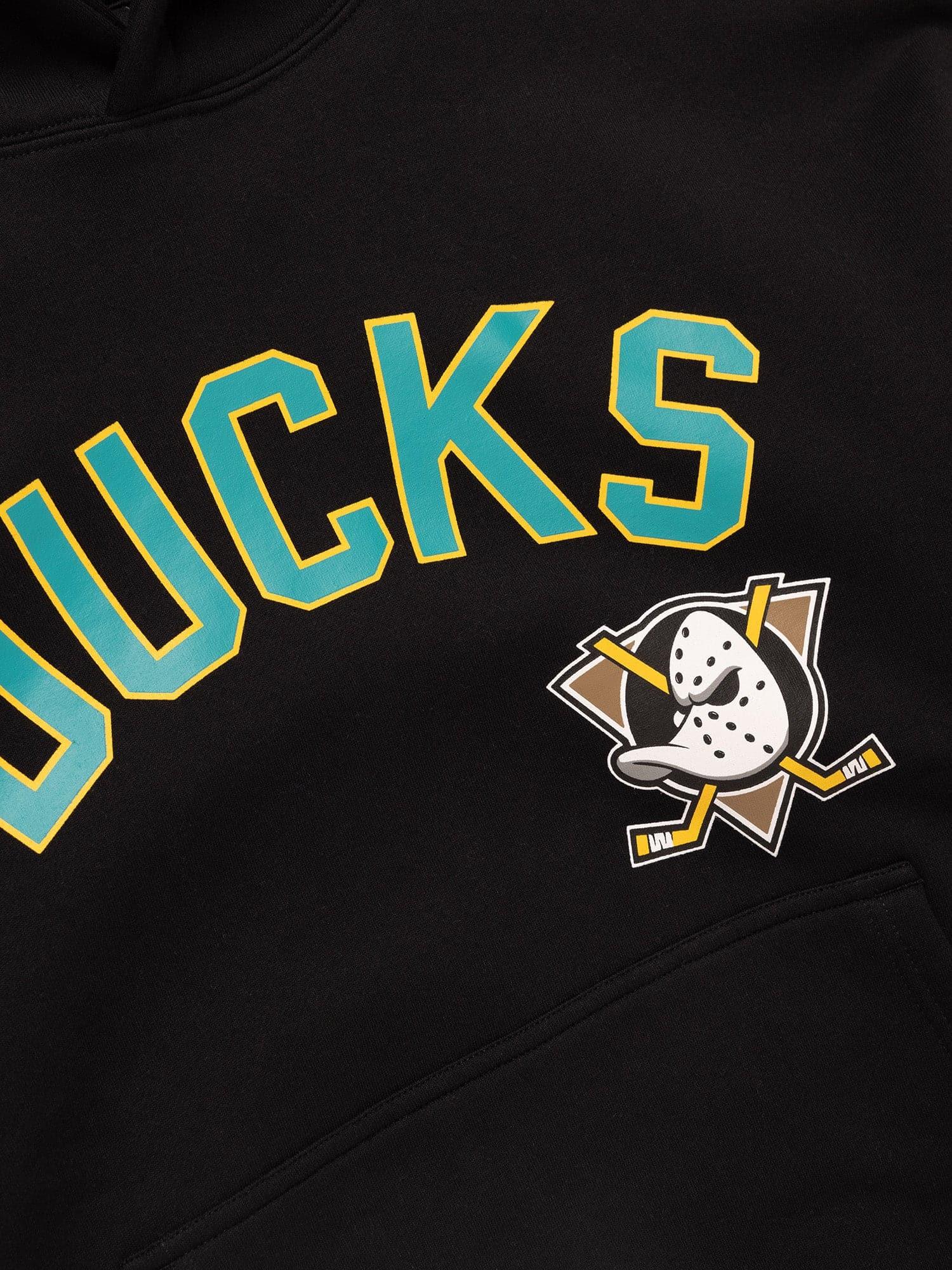 Majestic Athletic Jumpers Anaheim Mighty Ducks Majestic NHL Wordmark Vintage Hoodie Jumper - Faded Black