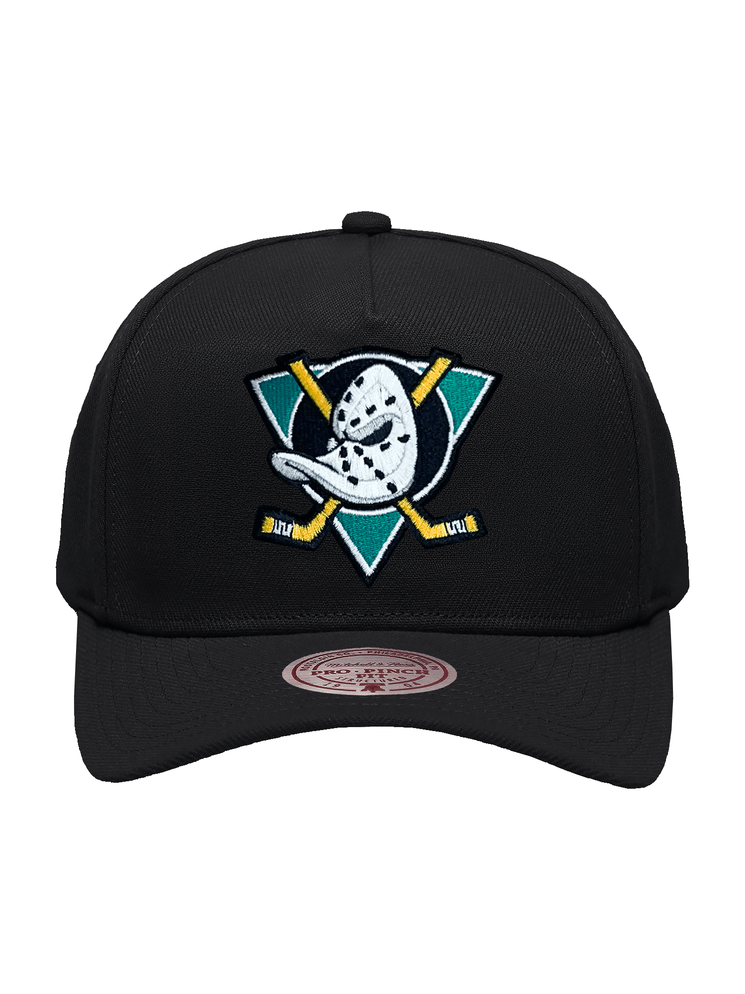 Mitchell And Ness Caps Anaheim Mighty Ducks Mitchell & Ness NHL Team Pro Pinch Snapback Hat - Black
