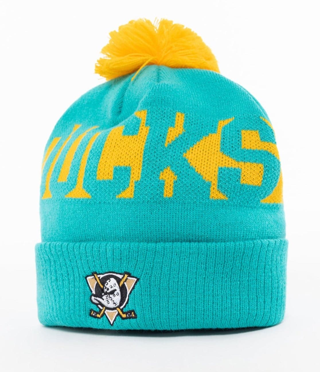 NHL Branded Beanies Anaheim Mighty Ducks NHL Throwback Stripe Pom Knit Beanie