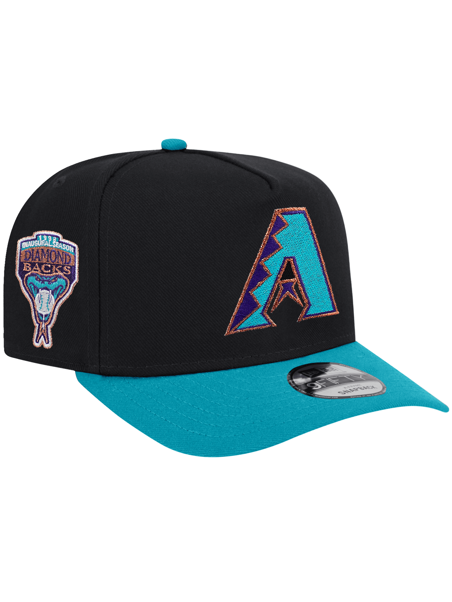 New Era Caps Arizona Diamondbacks New Era MLB Inaugural Pre-Curved 9FIFTY A-Frame Snapback Hat - Black