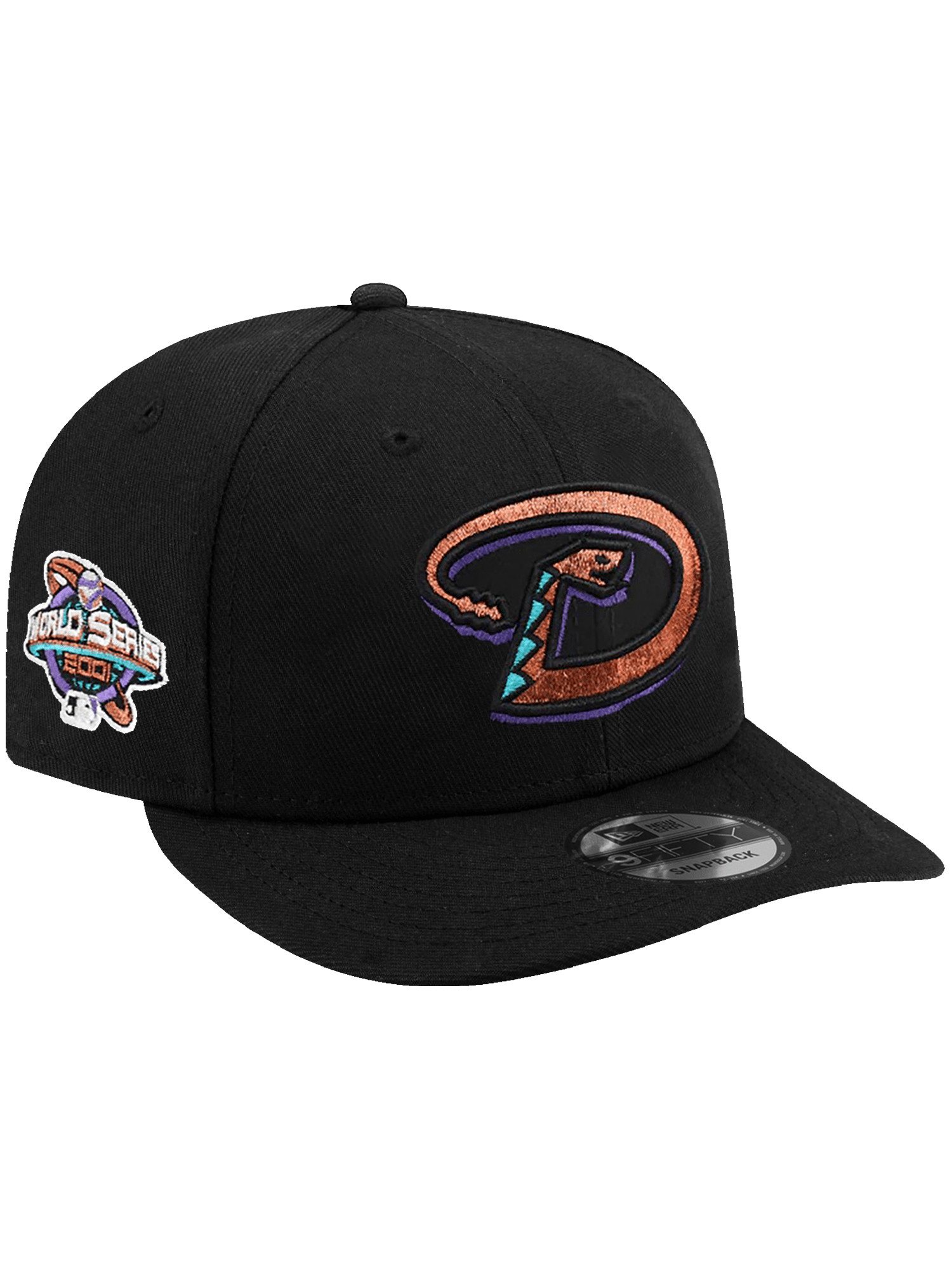 New Era Caps Arizona Diamondbacks New Era MLB World Series Patch Pre-Curved 9FIFTY Snapback Hat - Black