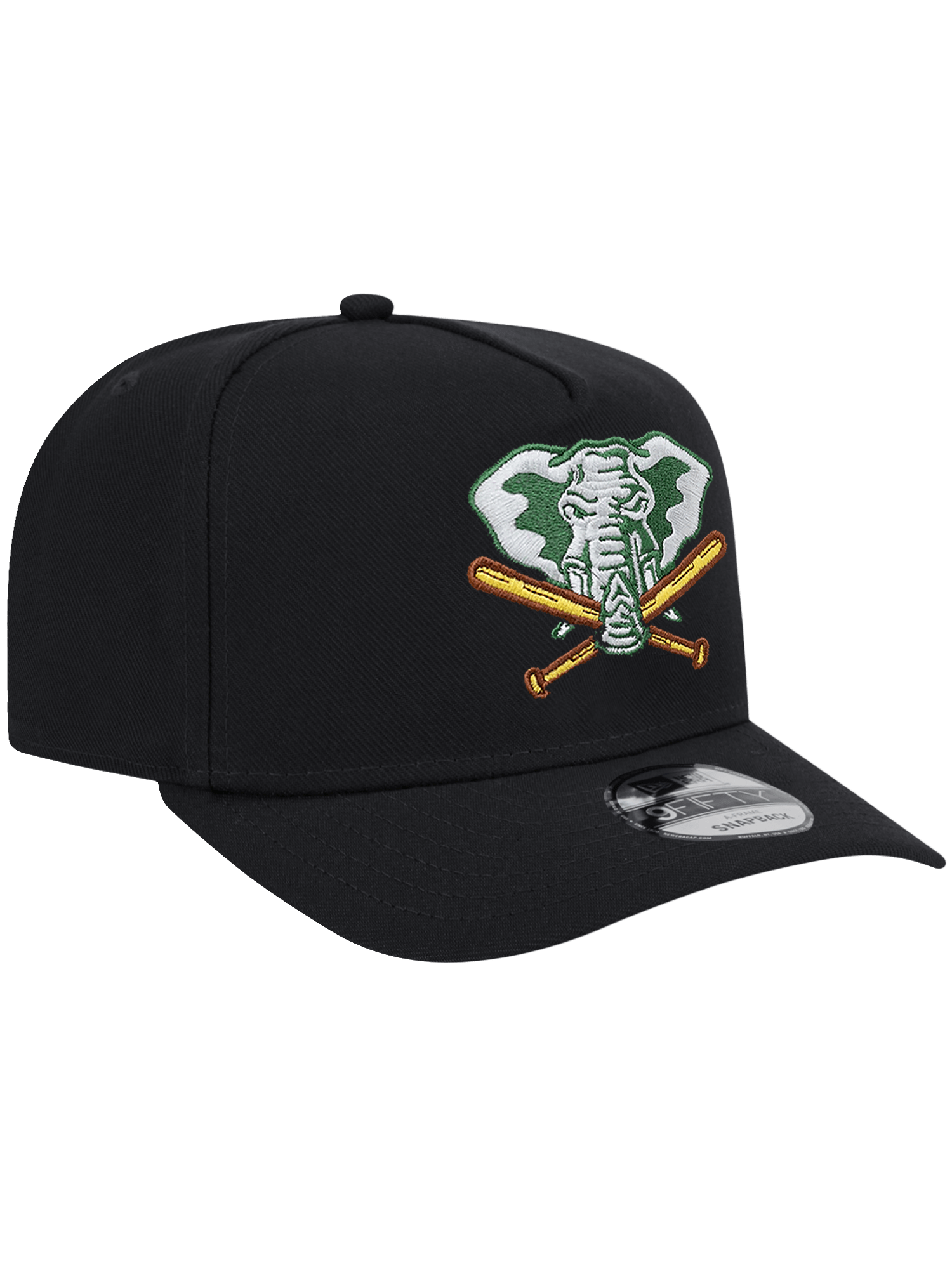 New Era Caps Athletics New Era MLB Alt Pre-Curved 9FIFTY A-Frame Snapback Hat - Black