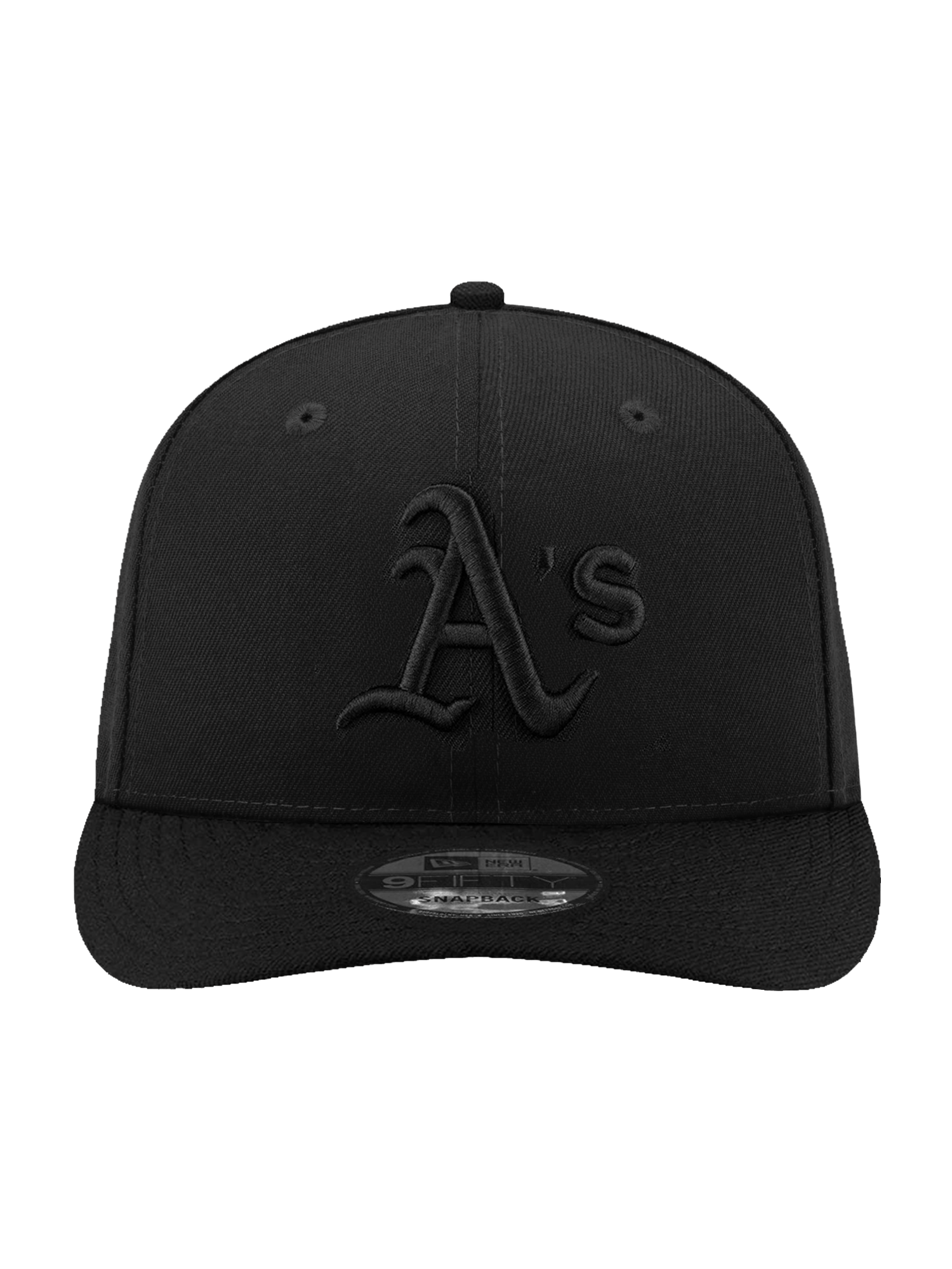 New Era Caps OSFA Athletics New Era MLB Black On Black 9FIFTY Pre-Curved Snapback Hat