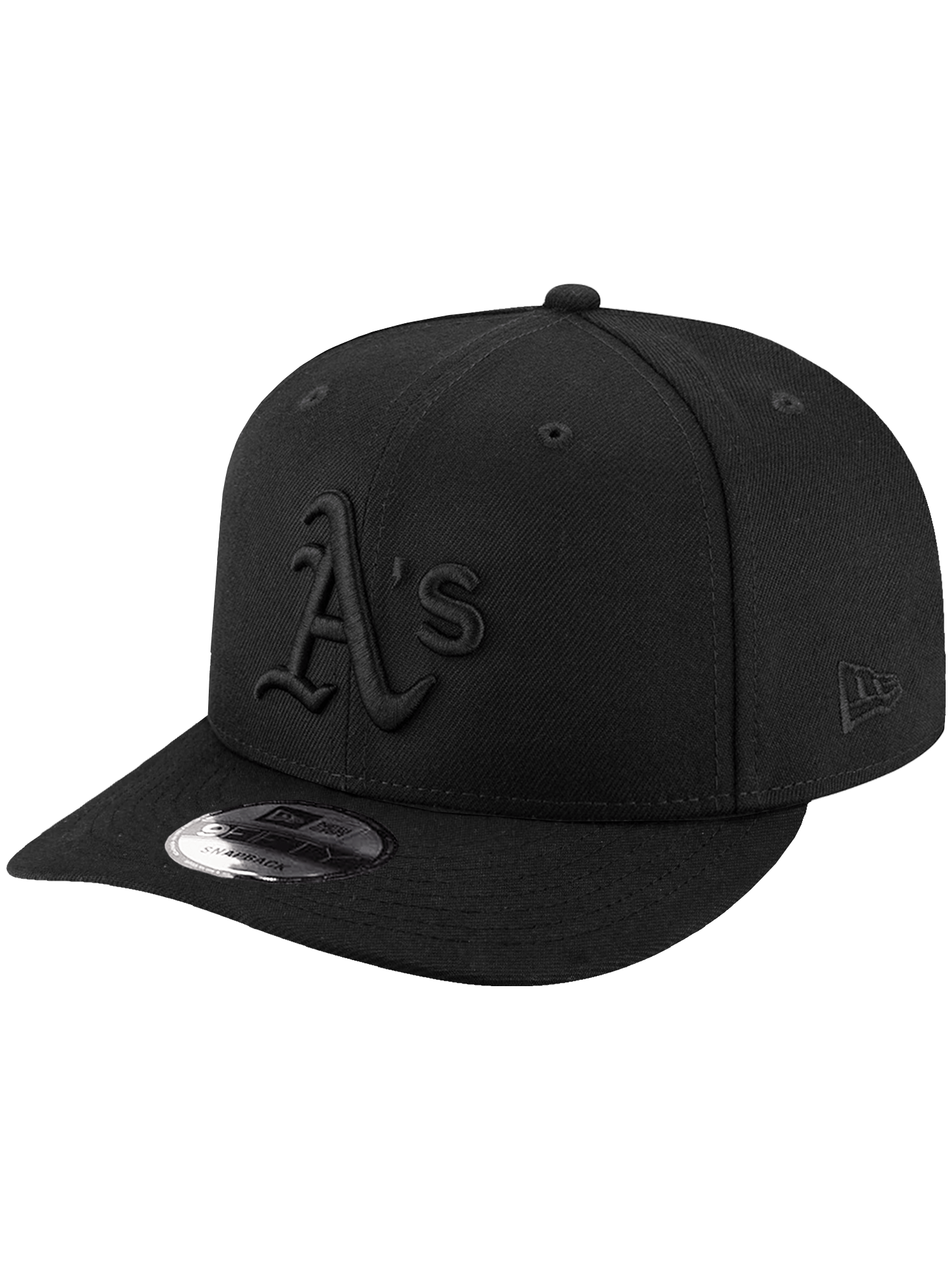 New Era Caps OSFA Athletics New Era MLB Black On Black 9FIFTY Pre-Curved Snapback Hat