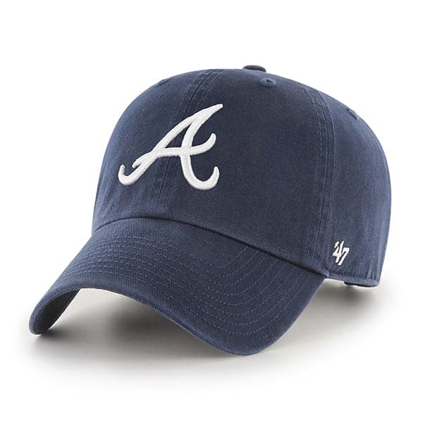 47 Brand Caps Atlanta Braves '47 MLB Road Clean Up Strapback Hat - Navy