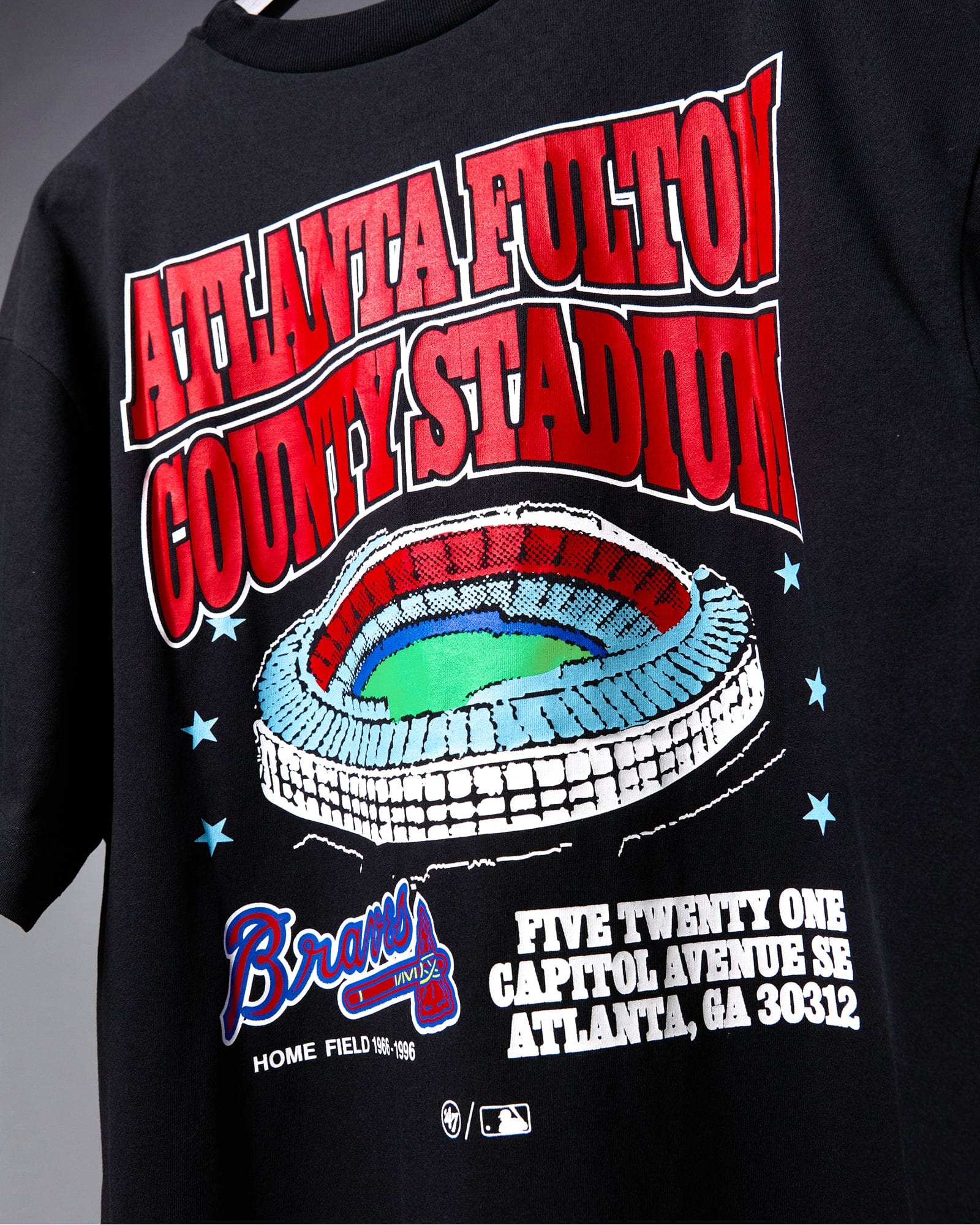 47 Brand T-Shirts Atlanta Braves '47 MLB Stadium Vintage Foundation T-Shirt - Black